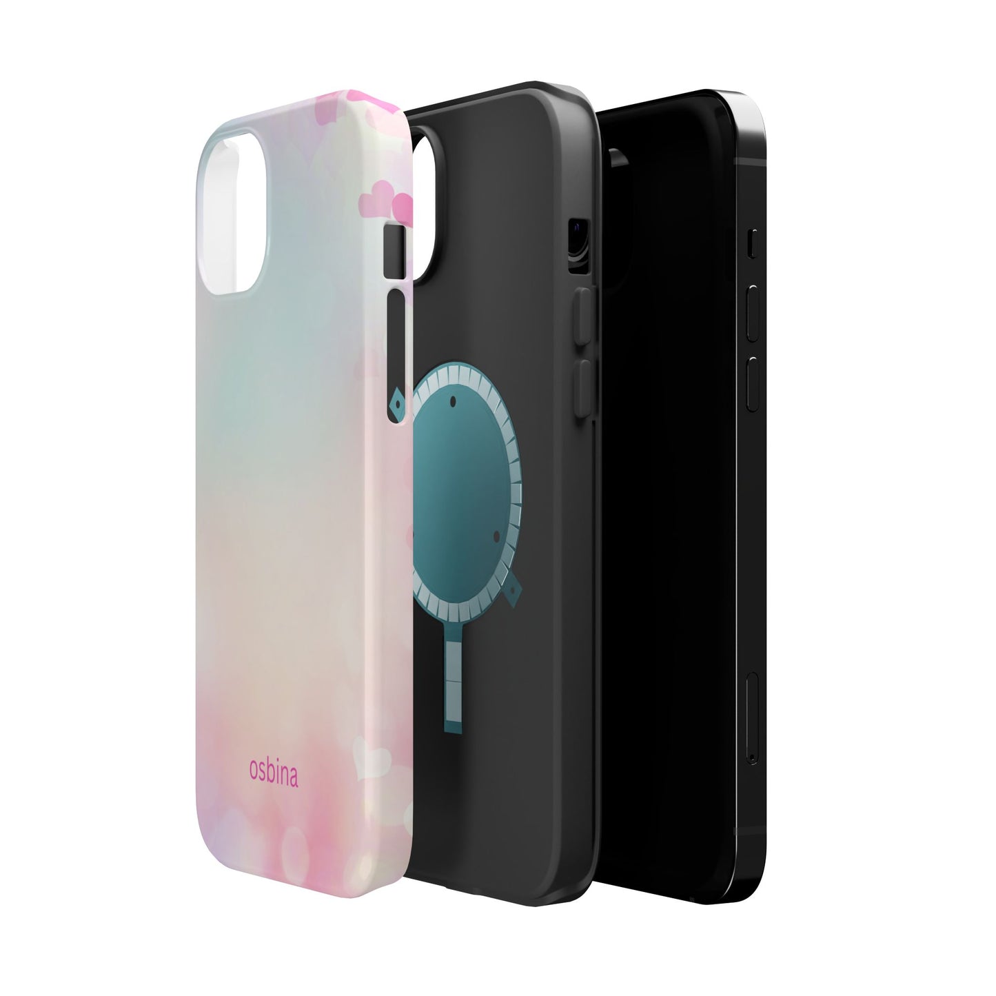 osbina | MagSafe compatible for iPhone | The Cotton Candy Hearts Case | YAYOU Collection Supporting Shine Like Sable