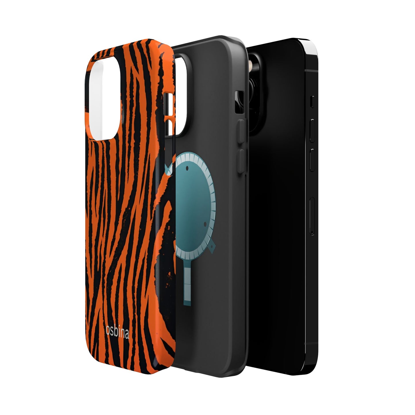osbina | MagSafe Compatible for iPhone | Tiger, But Make It Chic — The Bengal Stripe Case in Orange + Black | The Season Collective