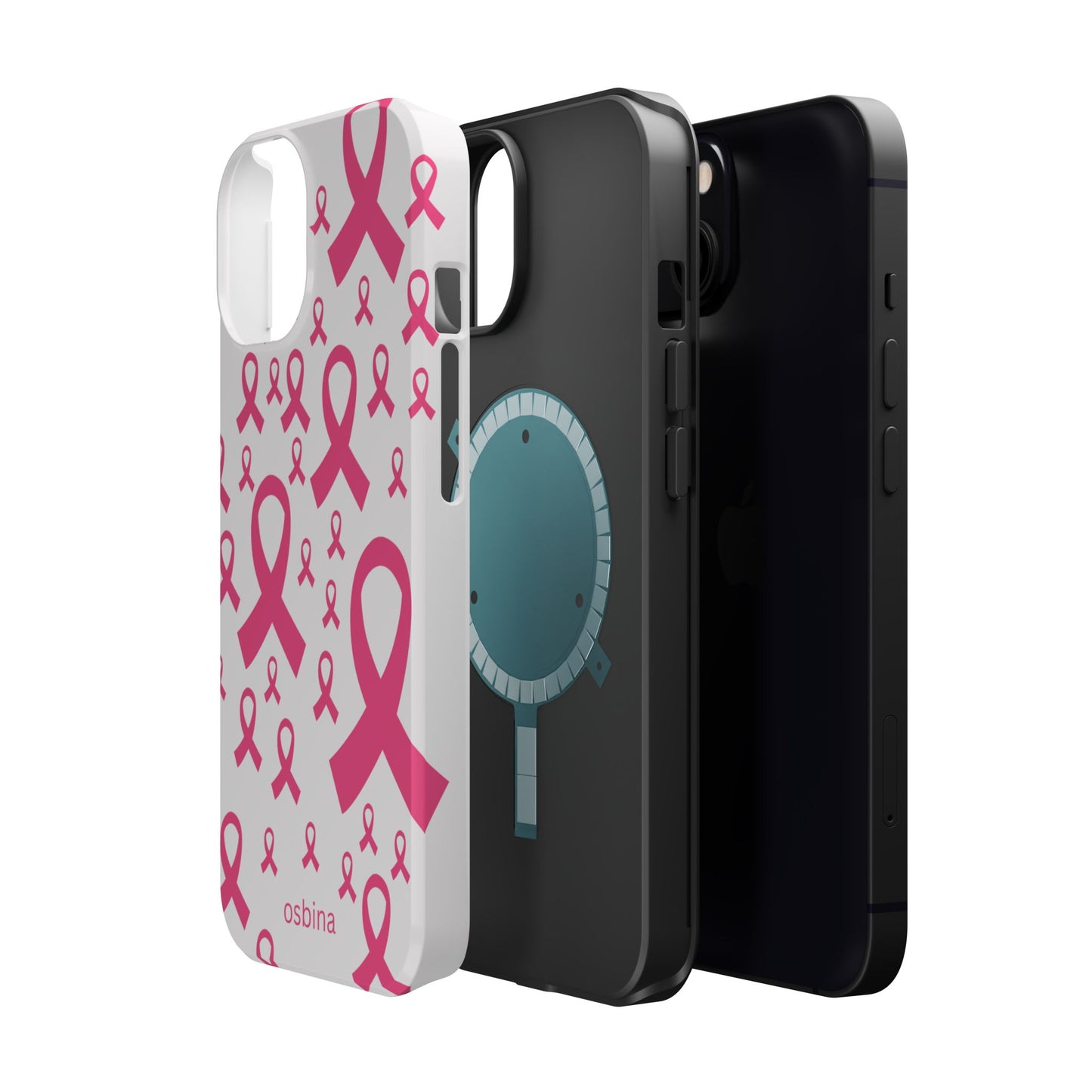 osbina | MagSafe compatible for iPhone | Limited Edition Strength in Ribbons Case in Light Pink + Soft Pink + Hot Pink | The Pink October Collection | Inspired By