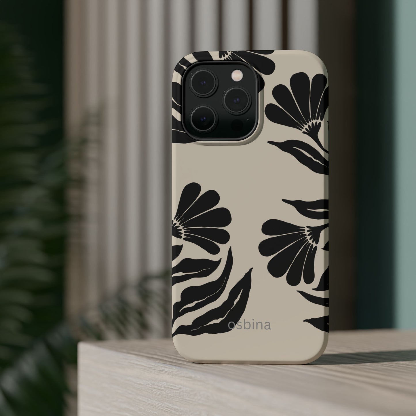 osbina | MagSafe compatible for iPhone | Obsidian Bloom Flower Phone Case | Modern Muse Collection