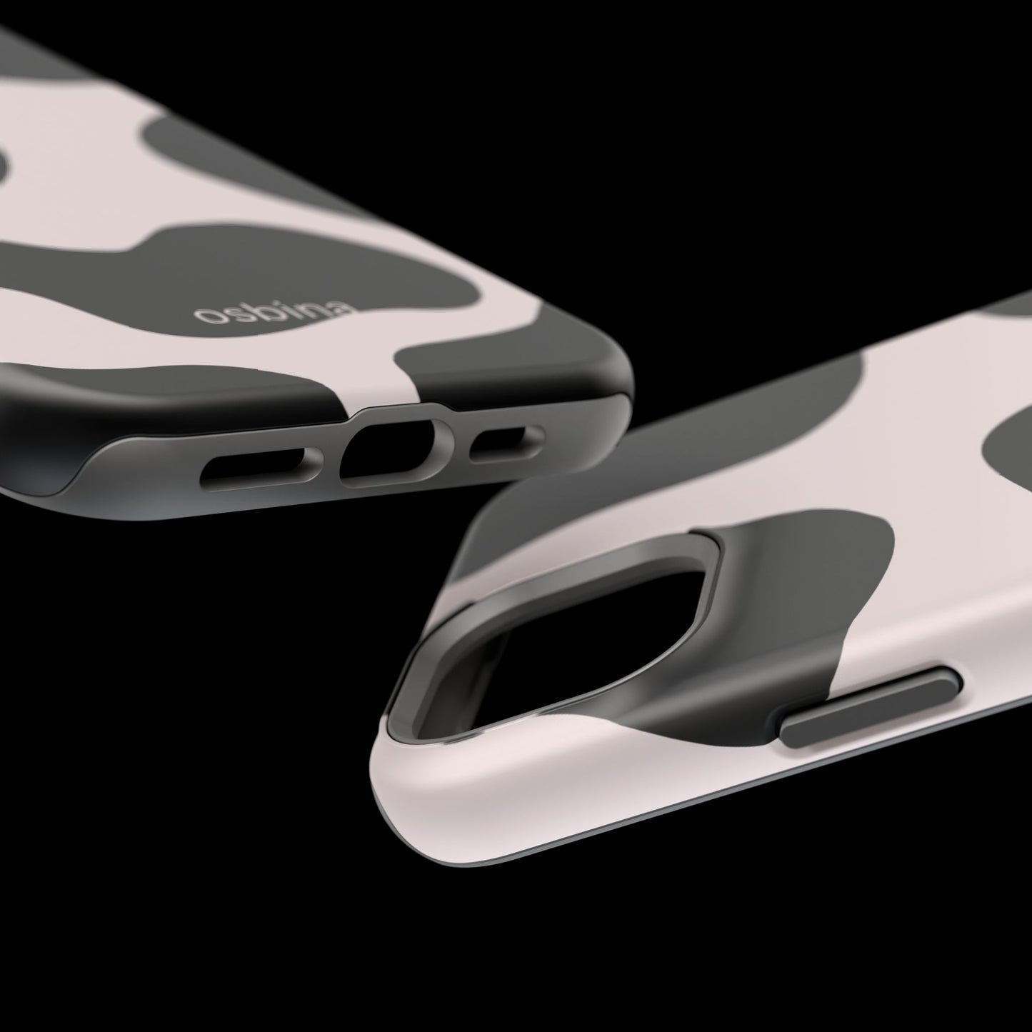 osbina | MagSafe compatible for iPhone | Prairie Chic Pink & Black Cow Print Phone Case | Modern Muse Collection