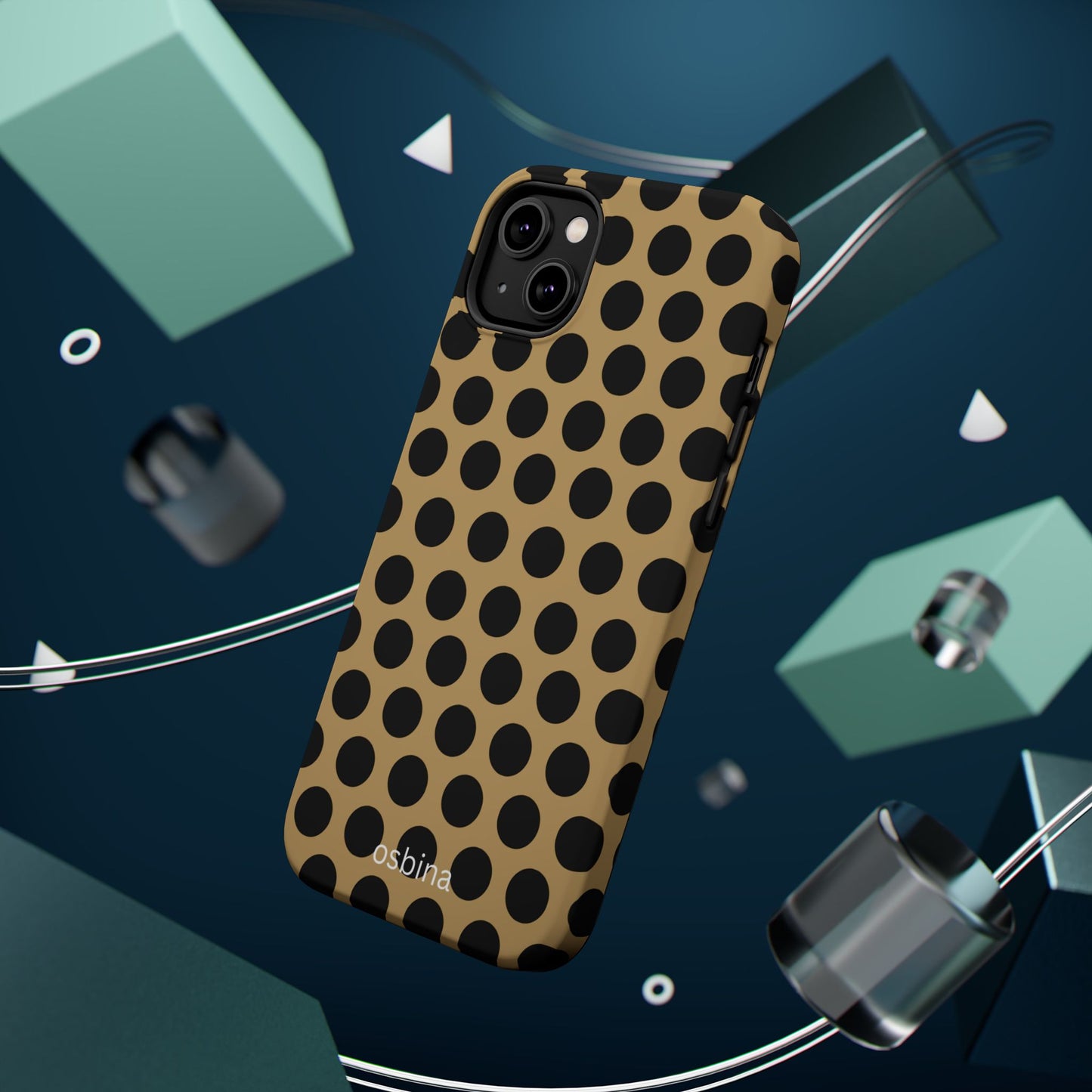 osbina | MagSafe compatible for iPhone | Camel Noir Dots Phone Case | Modern Muse Collection