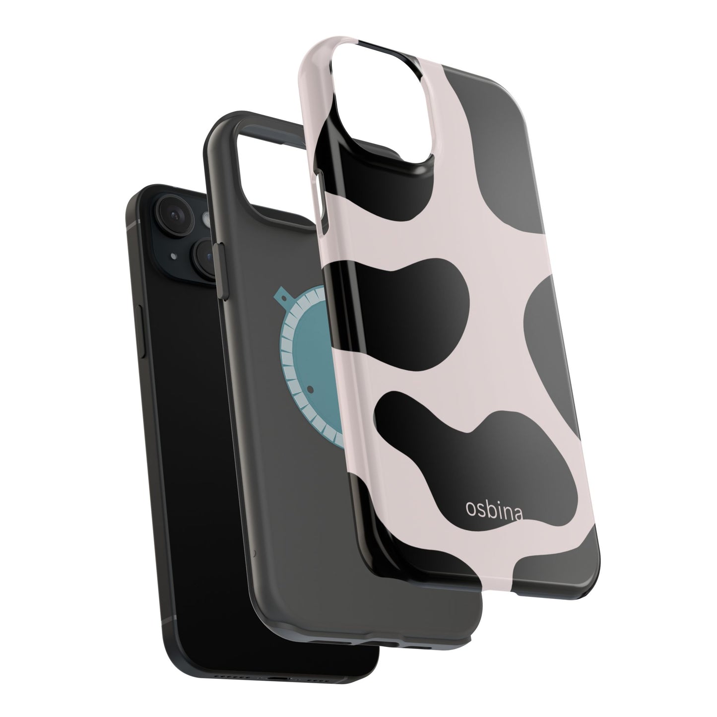 osbina | MagSafe compatible for iPhone | Prairie Chic Pink & Black Cow Print Phone Case | Modern Muse Collection