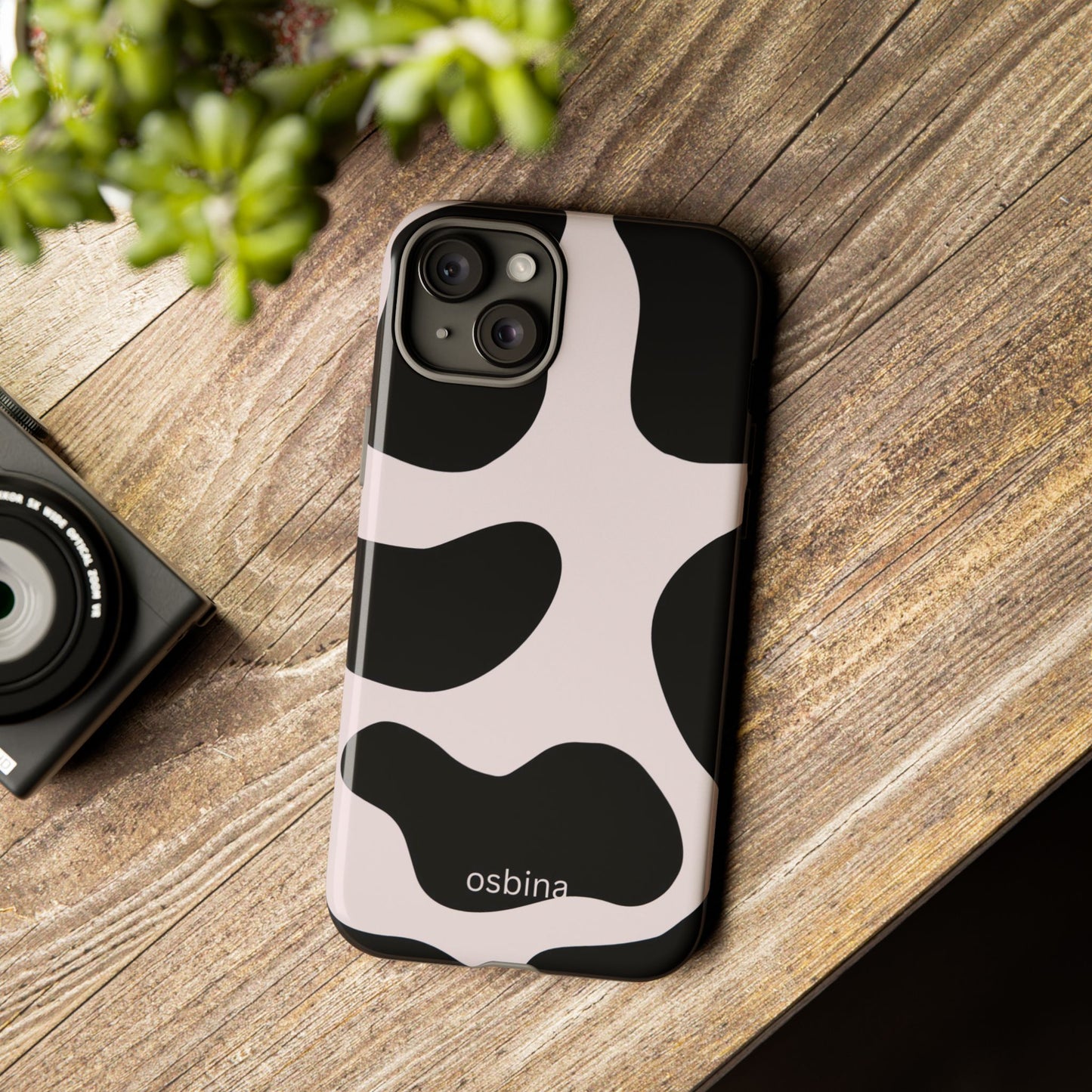 osbina | Prairie Chic Pink & Black Cow Print Phone Case | Modern Muse Collection