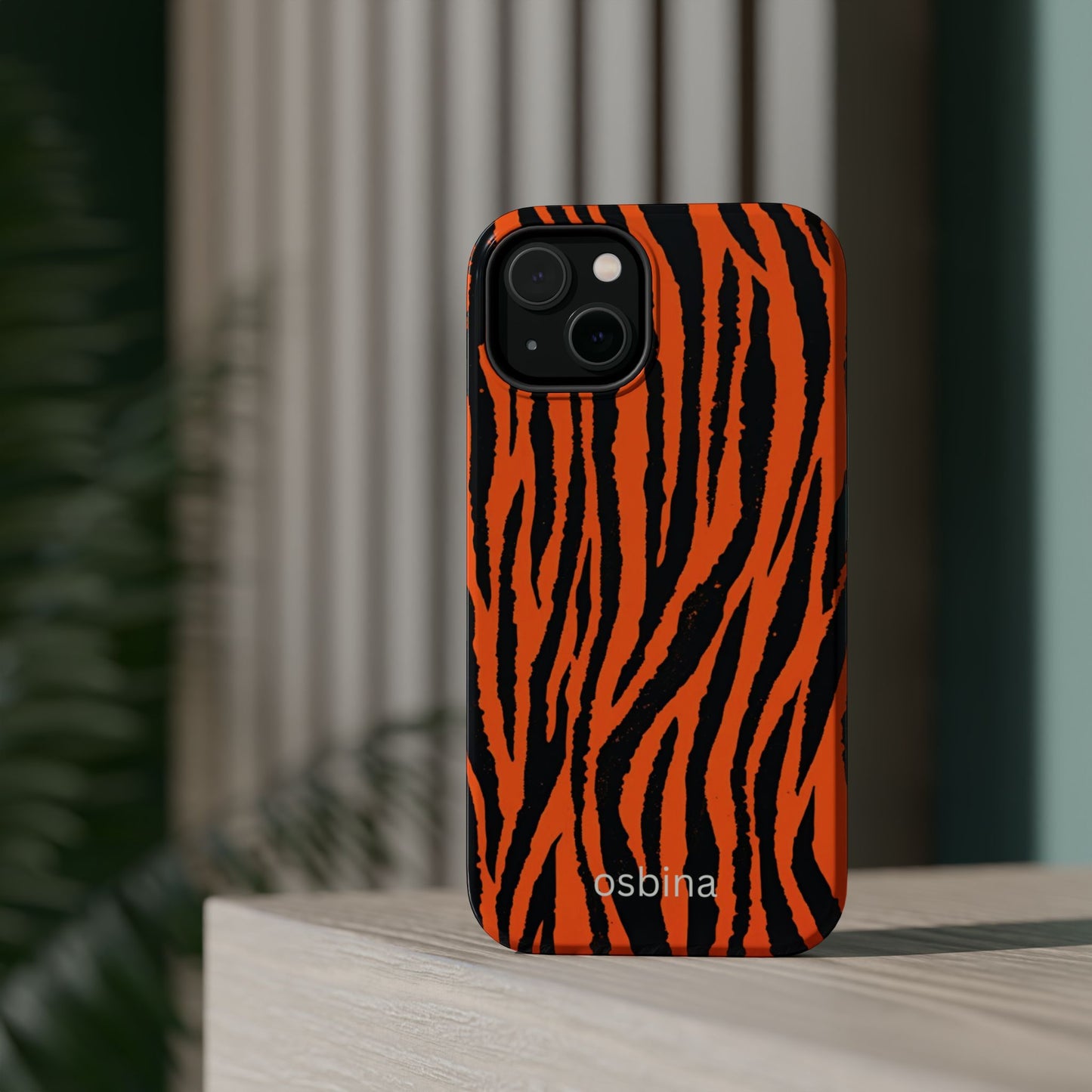 osbina | MagSafe Compatible for iPhone | Tiger, But Make It Chic — The Bengal Stripe Case in Orange + Black | The Season Collective