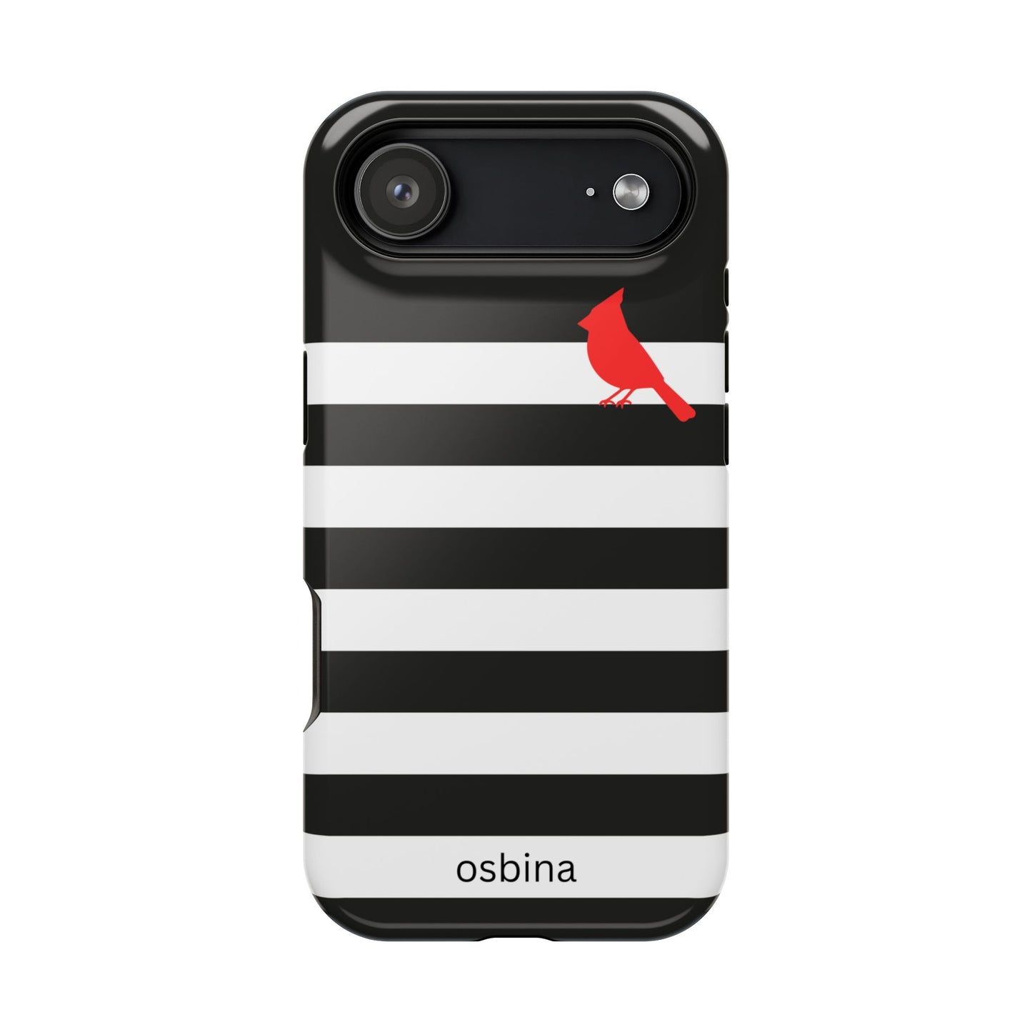 osbina | MagSafe compatible for iPhone | Redbird Edition Thinking of You Phone Case Black & White Stripe | Inspired By Collection