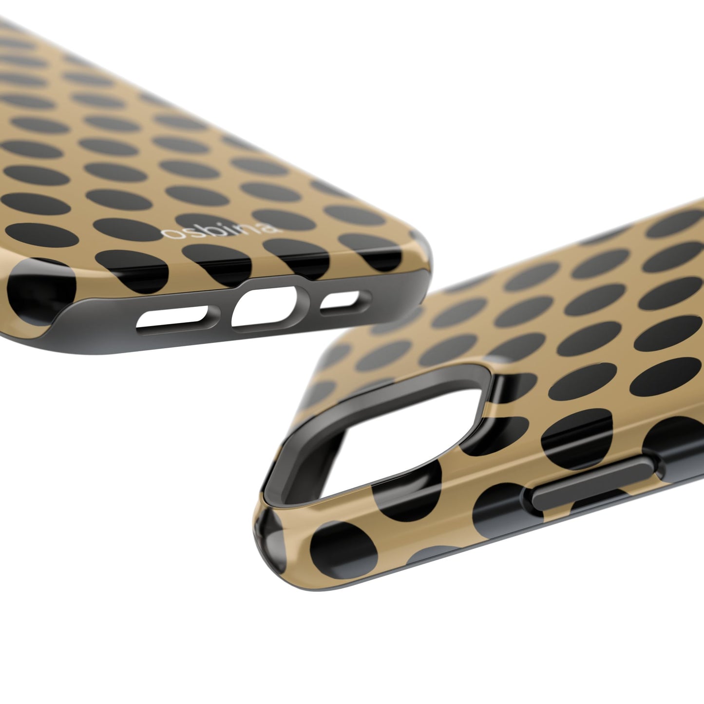 osbina | MagSafe compatible for iPhone | Camel Noir Dots Phone Case | Modern Muse Collection