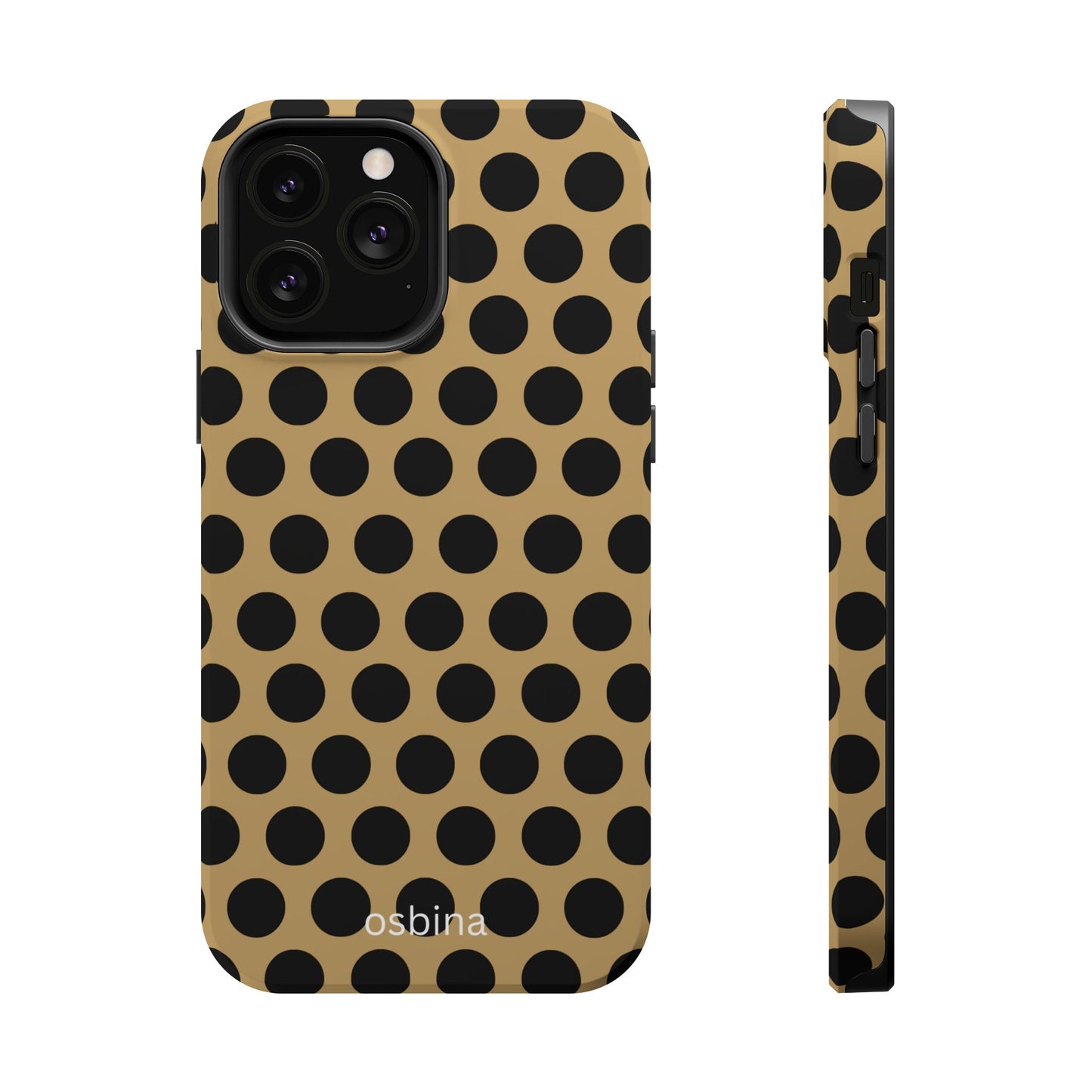osbina | MagSafe compatible for iPhone | Camel Noir Dots Phone Case | Modern Muse Collection