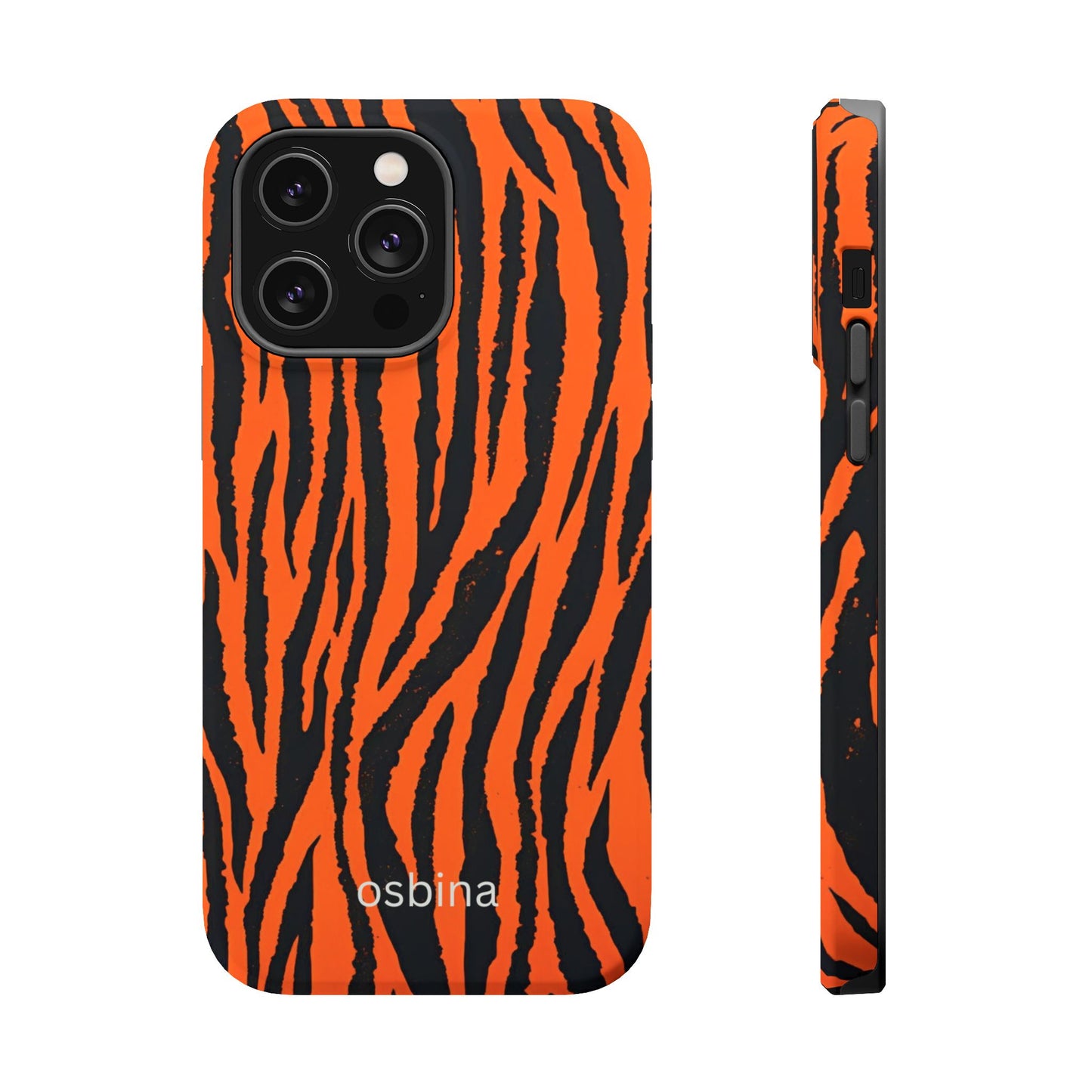 osbina | MagSafe Compatible for iPhone | Tiger, But Make It Chic — The Bengal Stripe Case in Orange + Black | The Season Collective