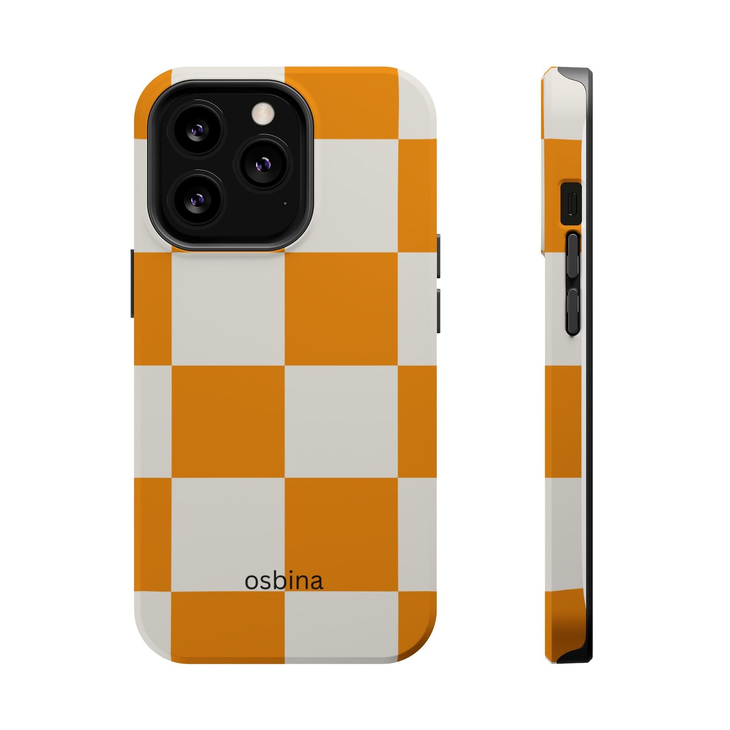osbina | MagSafe Compatible for iPhone | Check You Out — The Orange + White Check Case | The Season Collective