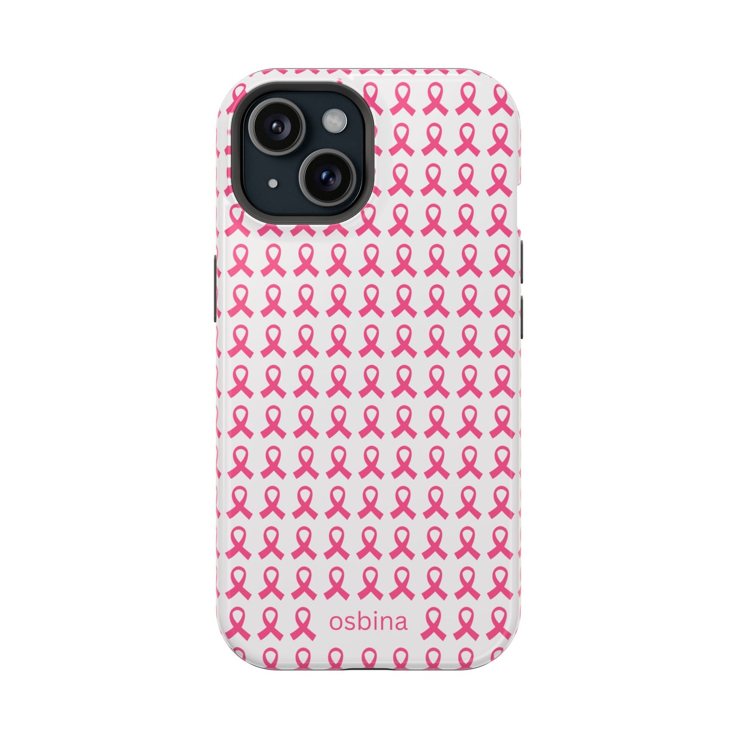 osbina | MagSafe compatible for iPhone | Limited Edition The Side By Side Pink Ribbons Case in Light Pink + Soft Pink + Hot Pink | The Pink October Collection | Inspired By