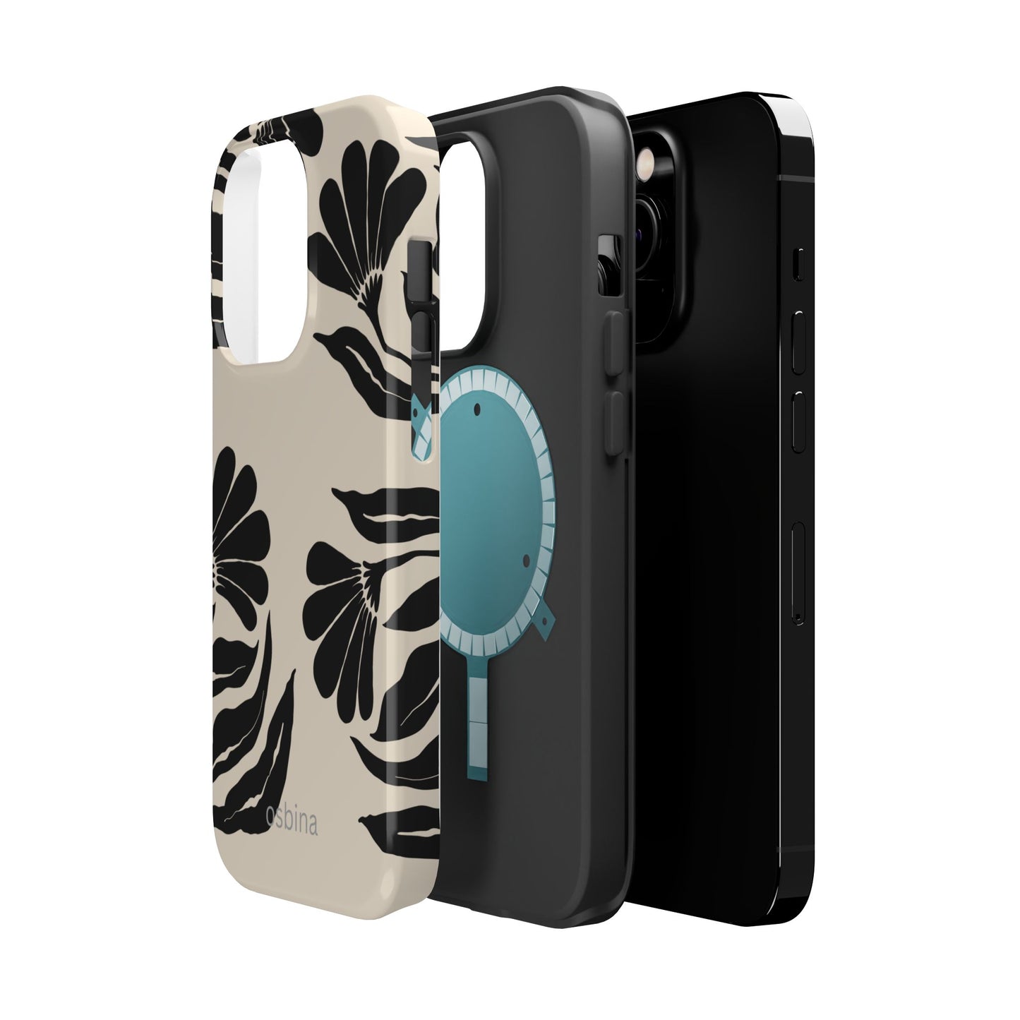 osbina | MagSafe compatible for iPhone | Obsidian Bloom Flower Phone Case | Modern Muse Collection
