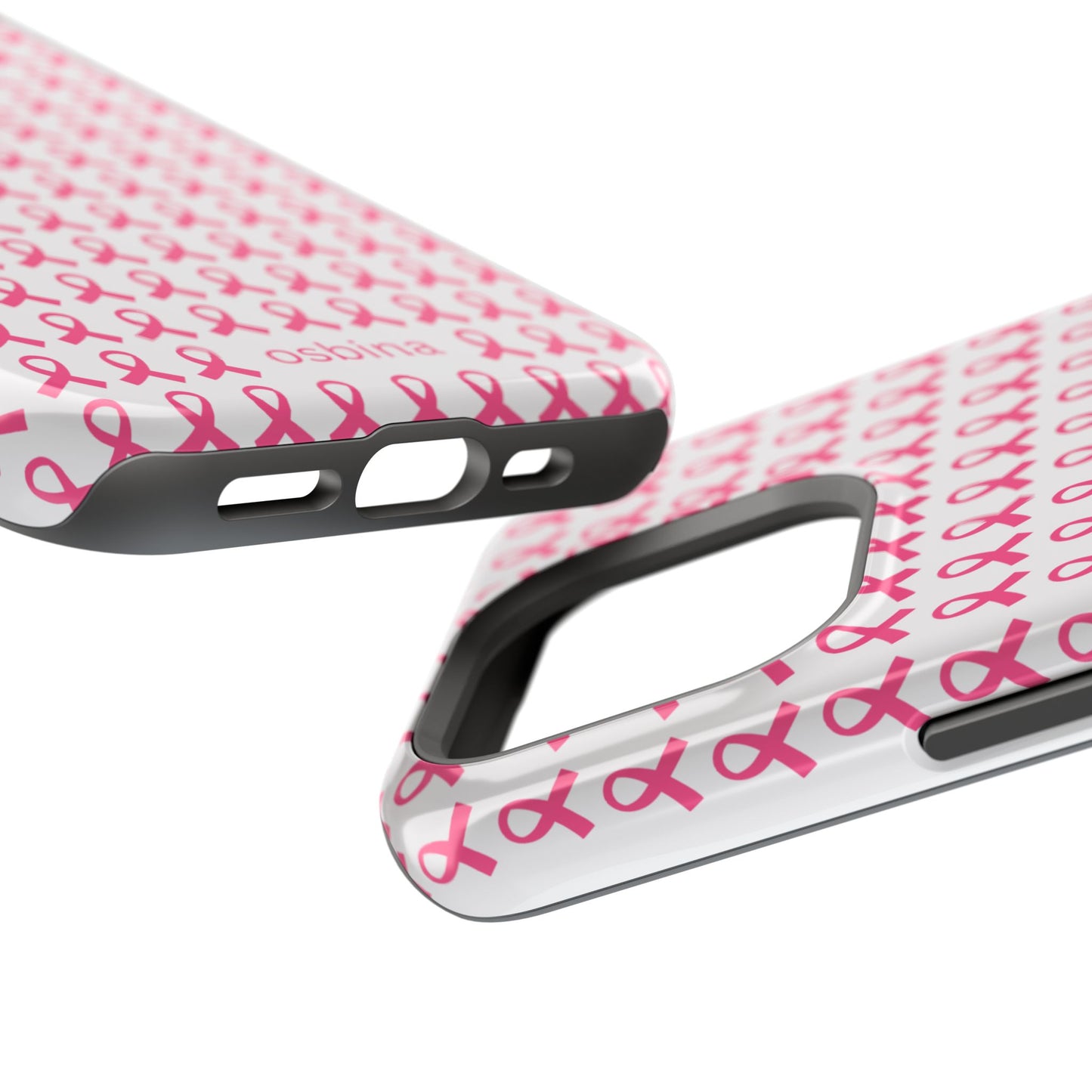 osbina | MagSafe compatible for iPhone | Limited Edition The Side By Side Pink Ribbons Case in Light Pink + Soft Pink + Hot Pink | The Pink October Collection | Inspired By
