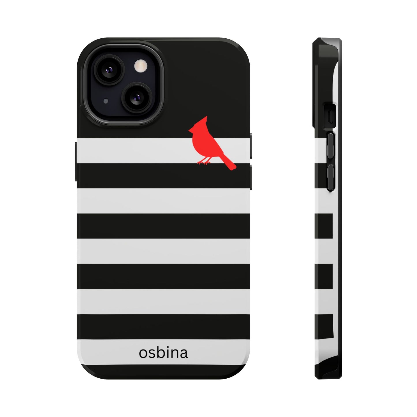 osbina | MagSafe compatible for iPhone | Redbird Edition Thinking of You Phone Case Black & White Stripe | Inspired By Collection