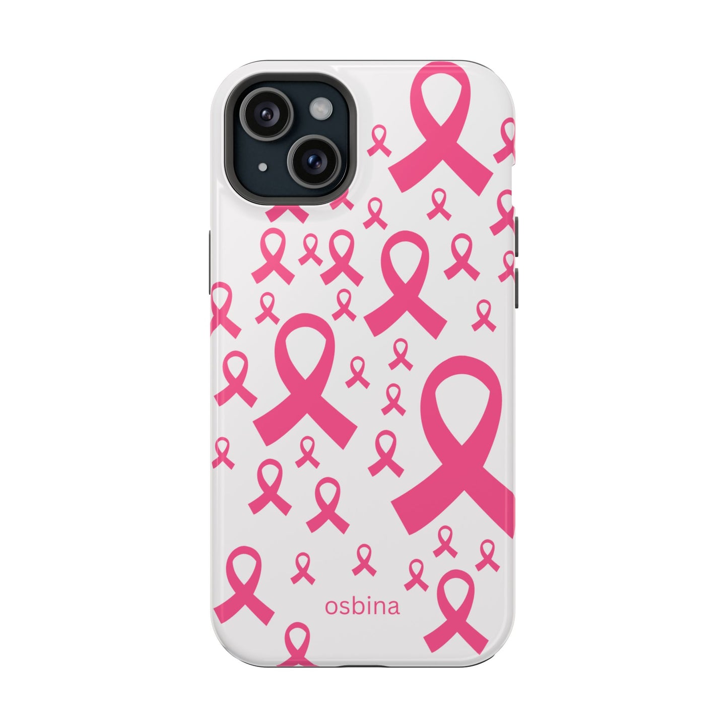 osbina | MagSafe compatible for iPhone | Limited Edition Strength in Ribbons Case in Light Pink + Soft Pink + Hot Pink | The Pink October Collection | Inspired By