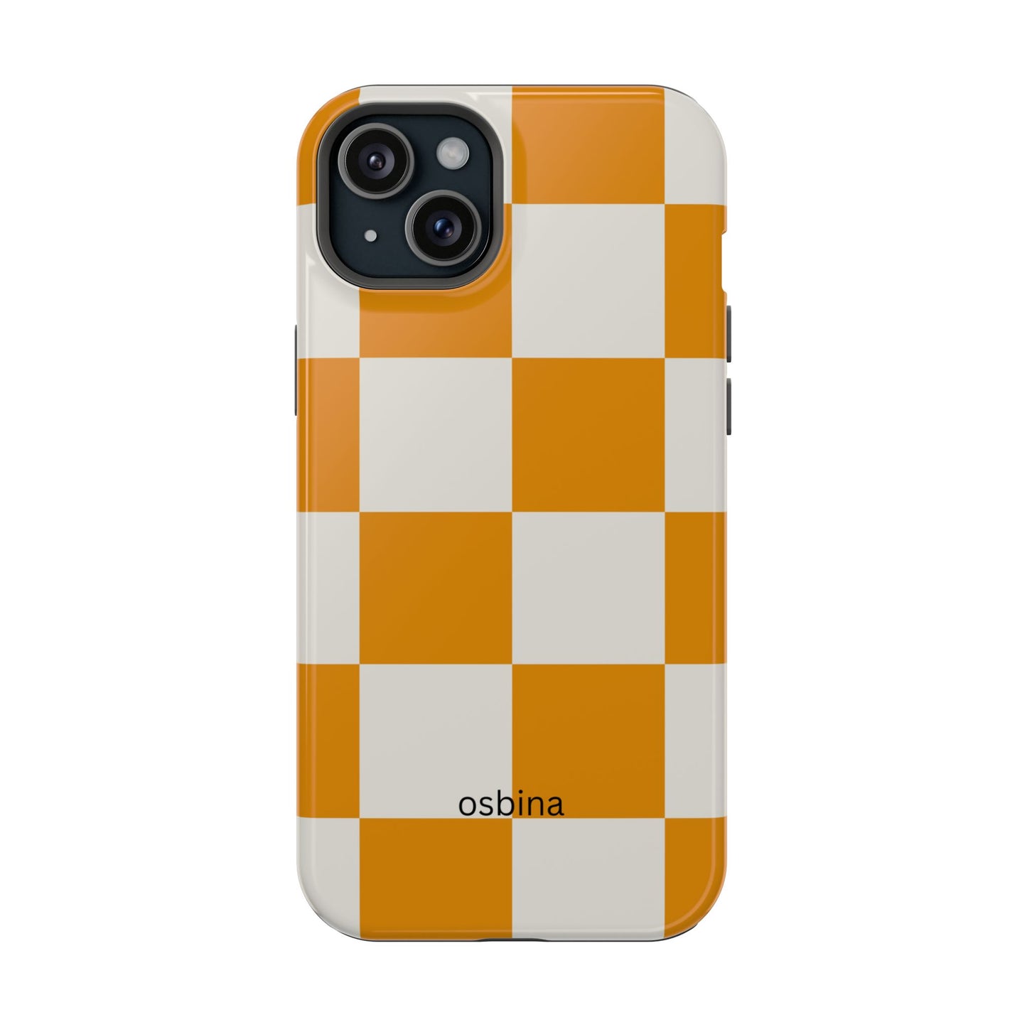 osbina | MagSafe Compatible for iPhone | Check You Out — The Orange + White Check Case | The Season Collective