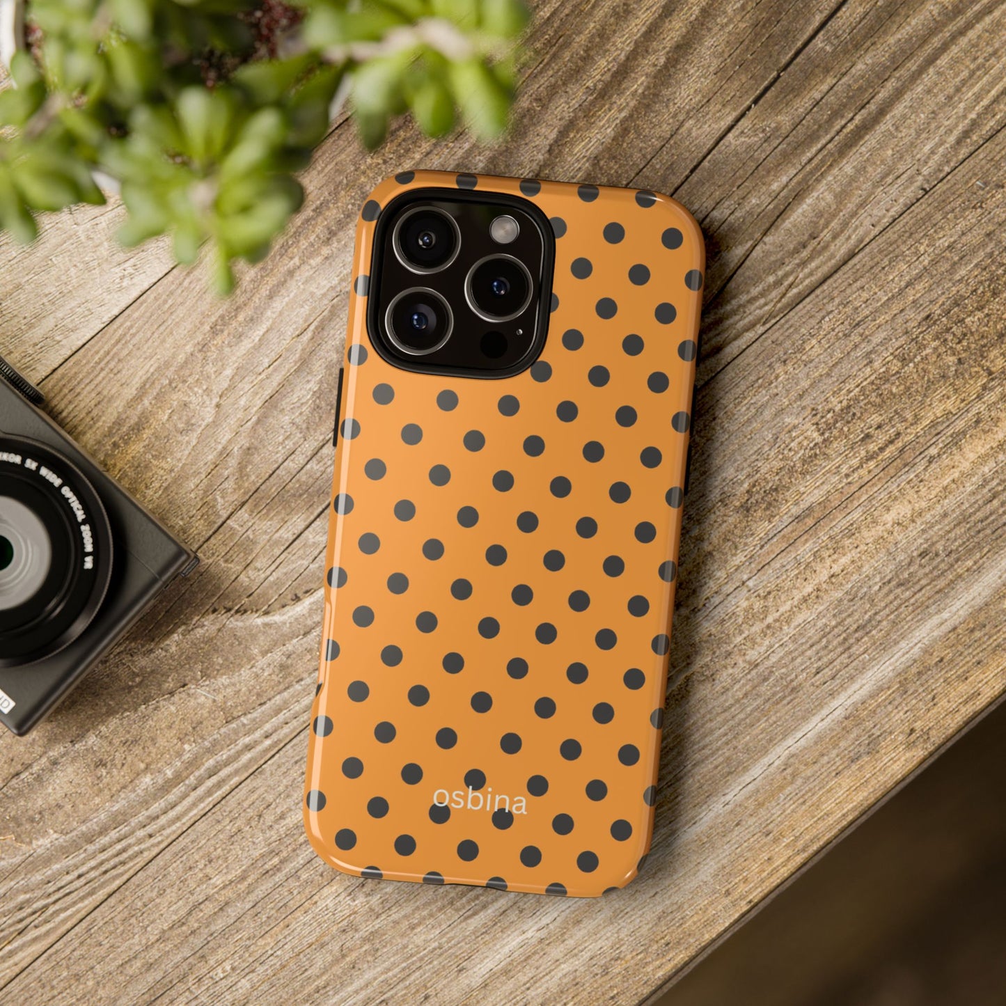 osbina | Spot On Chic — The Orange + Black Polka Dot Case | The Season Collective