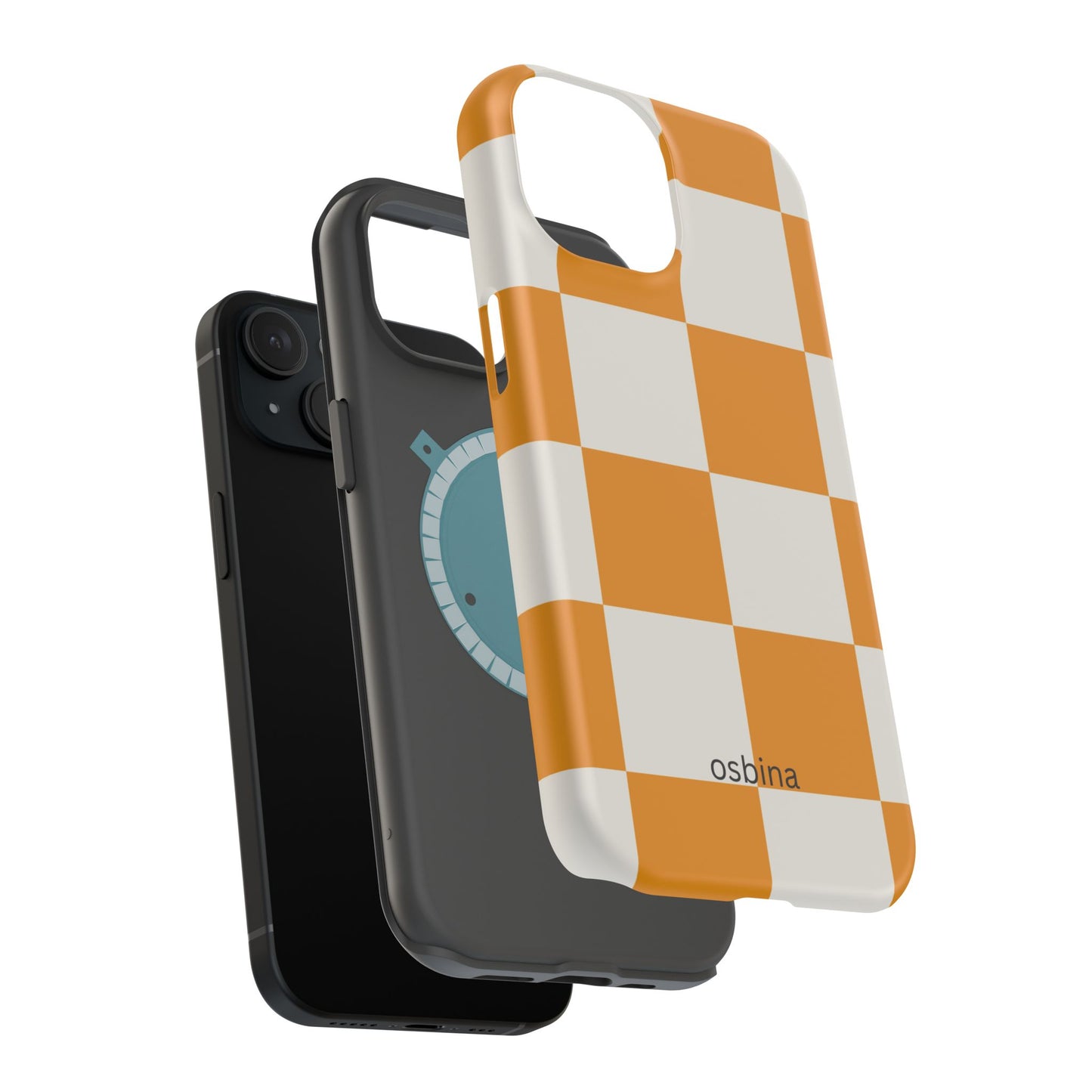 osbina | MagSafe Compatible for iPhone | Check You Out — The Orange + White Check Case | The Season Collective