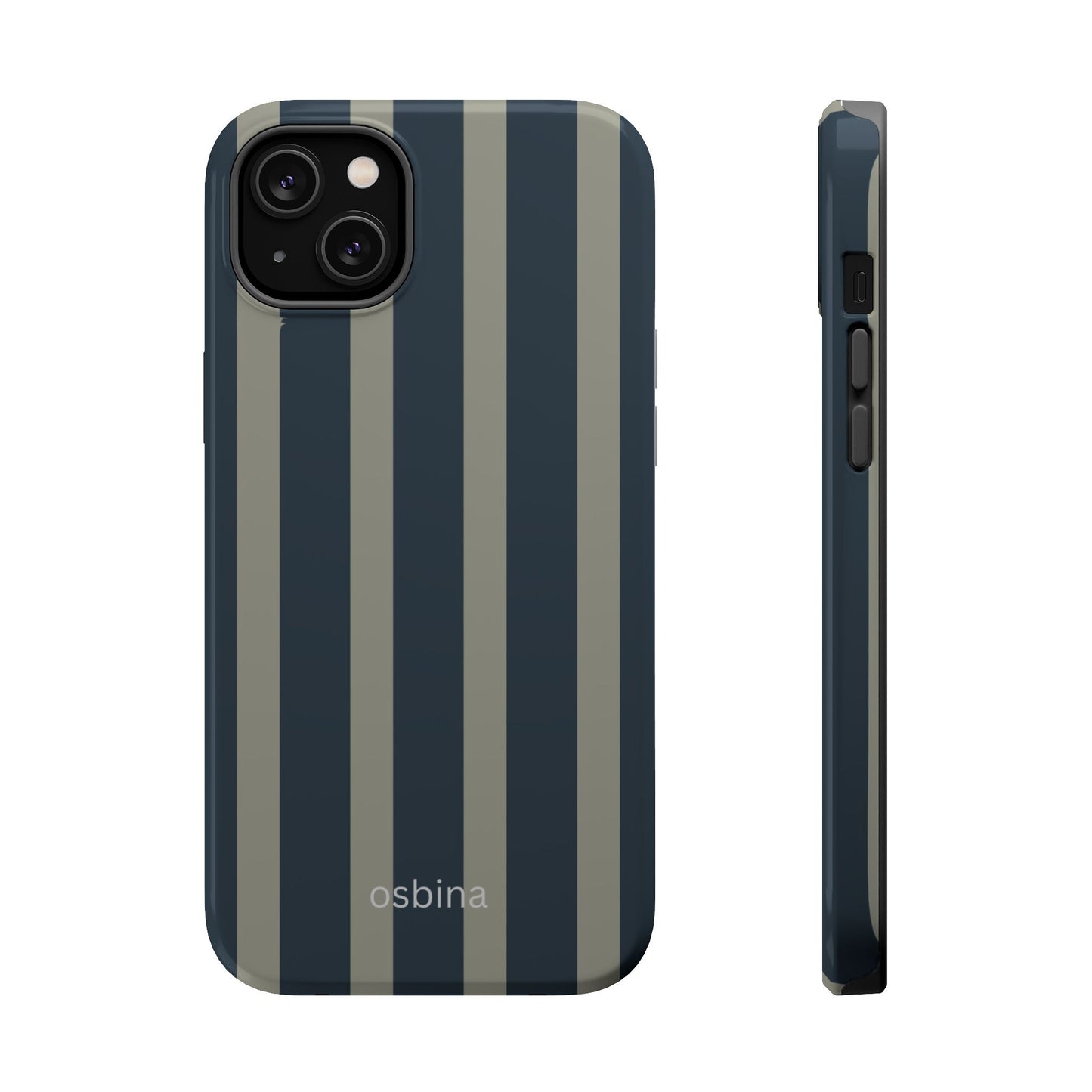 osbina | MagSafe compatible for iPhone | Grayhaven Navy & Gray Sophisticated Phone Case | Modern Muse Collection