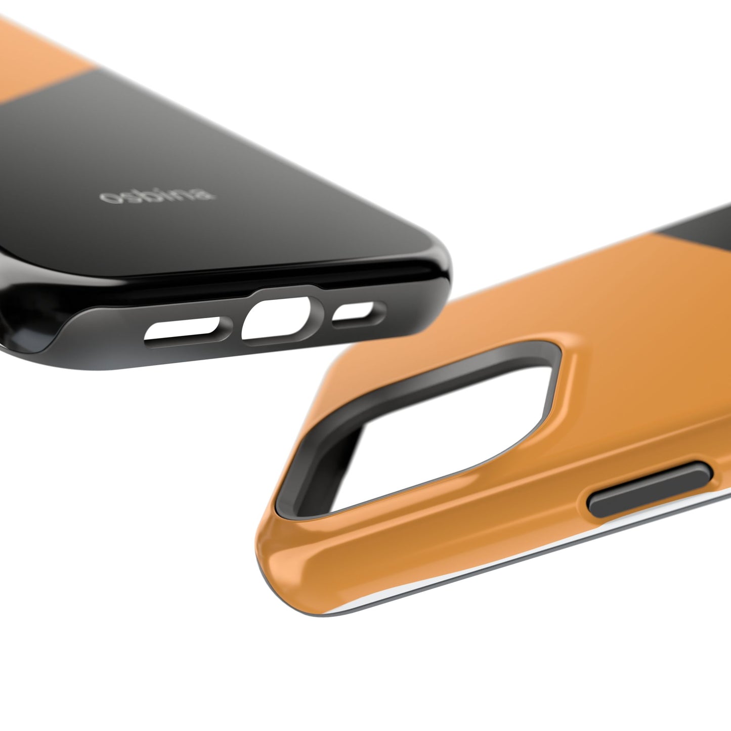 osbina | MagSafe Compatible for iPhone | Bold Moves Only — The Orange + Black Split Diagonal Case | The Season Collective