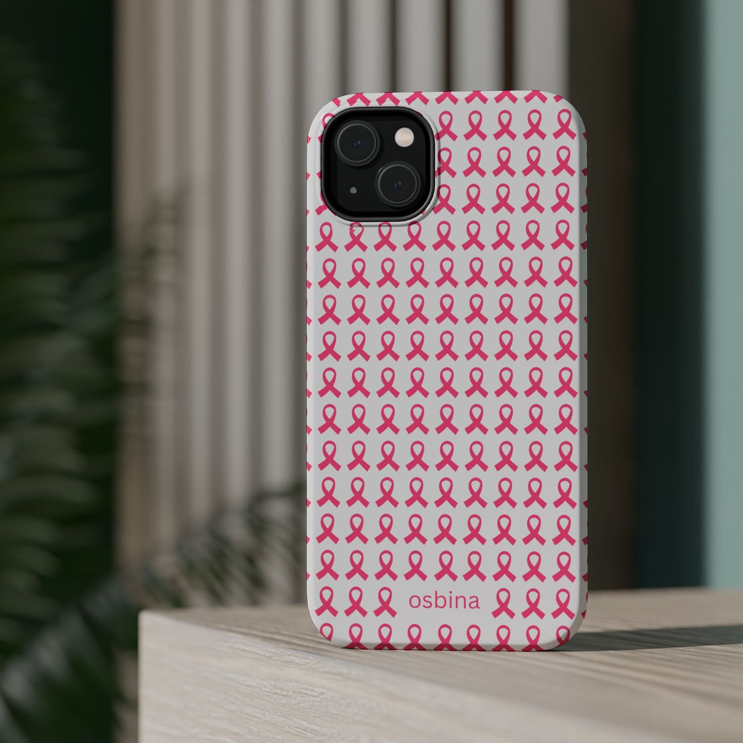 osbina | MagSafe compatible for iPhone | Limited Edition The Side By Side Pink Ribbons Case in Light Pink + Soft Pink + Hot Pink | The Pink October Collection | Inspired By