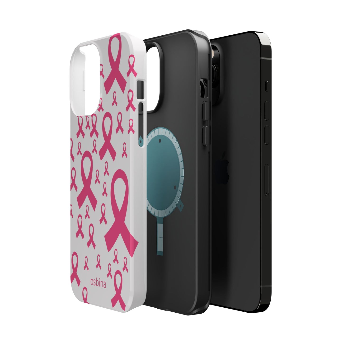 osbina | MagSafe compatible for iPhone | Limited Edition Strength in Ribbons Case in Light Pink + Soft Pink + Hot Pink | The Pink October Collection | Inspired By