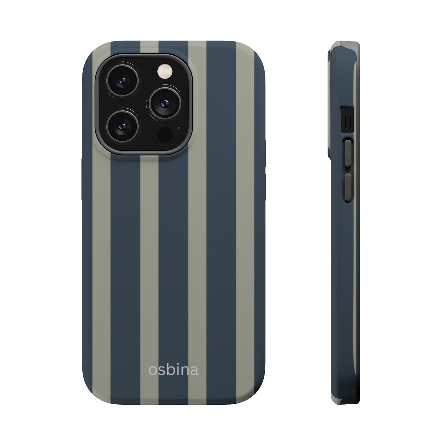 osbina | MagSafe compatible for iPhone | Grayhaven Navy & Gray Sophisticated Phone Case | Modern Muse Collection