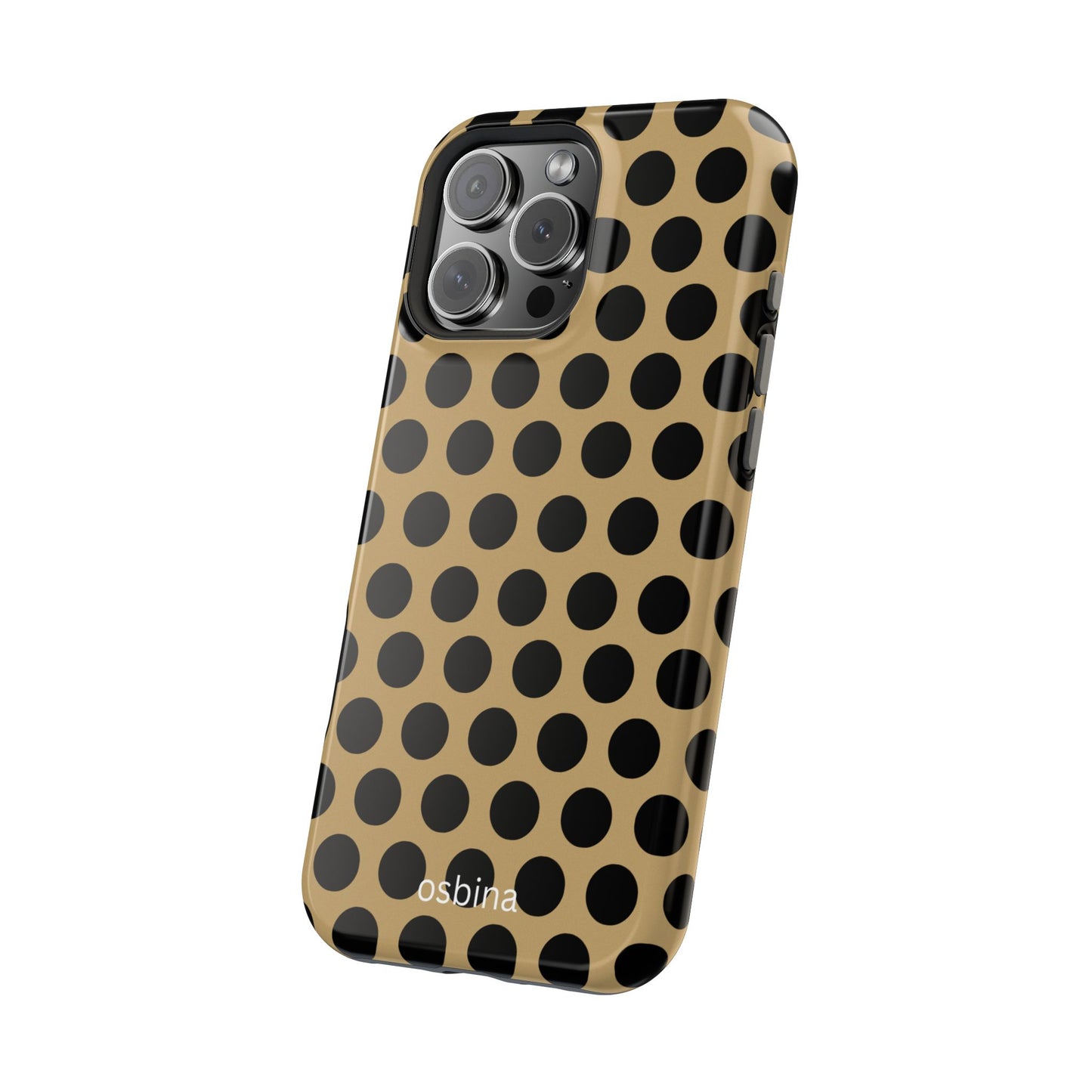 osbina | MagSafe compatible for iPhone | Camel Noir Dots Phone Case | Modern Muse Collection