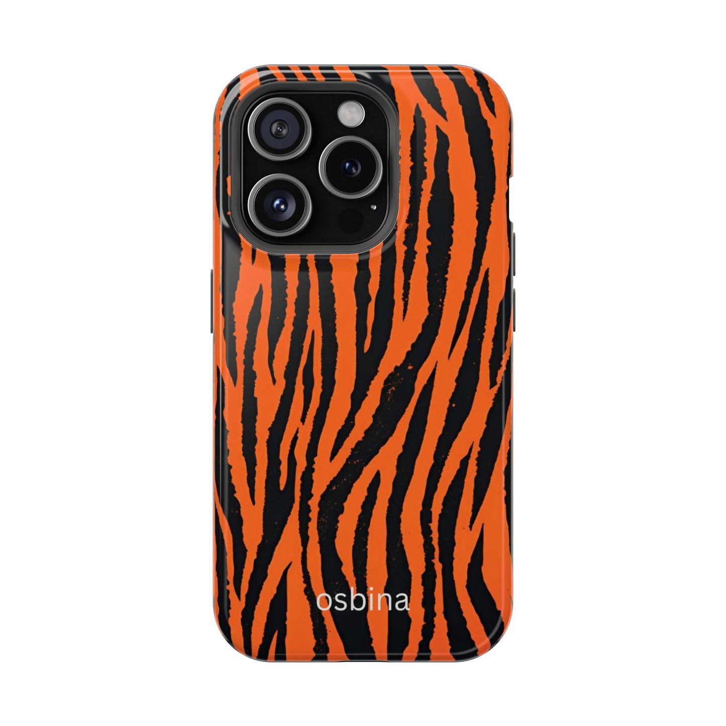 osbina | MagSafe Compatible for iPhone | Tiger, But Make It Chic — The Bengal Stripe Case in Orange + Black | The Season Collective