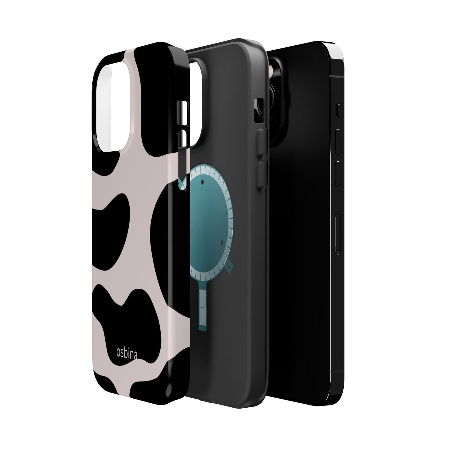 osbina | MagSafe compatible for iPhone | Prairie Chic Pink & Black Cow Print Phone Case | Modern Muse Collection