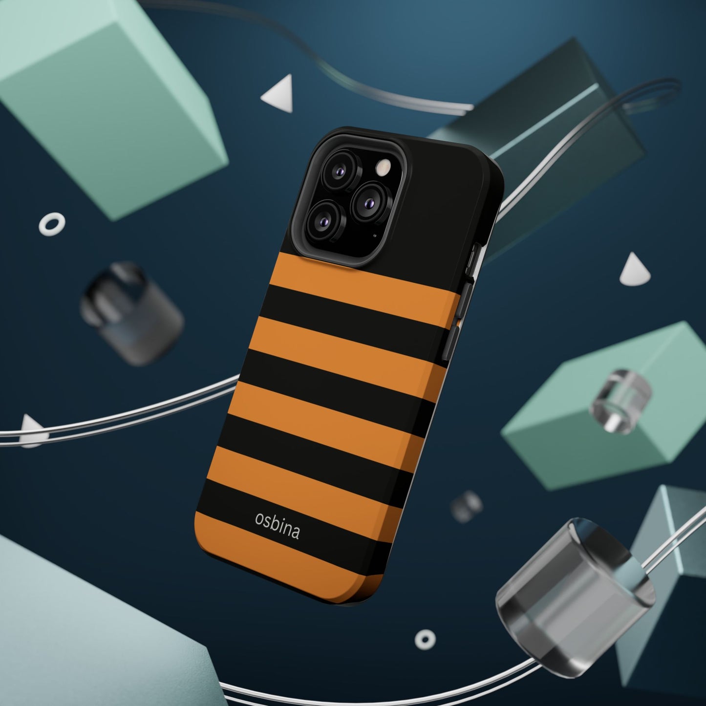 osbina | MagSafe Compatible for iPhone | The Horizon Stripe Case in Black + Orange | The Season Collective