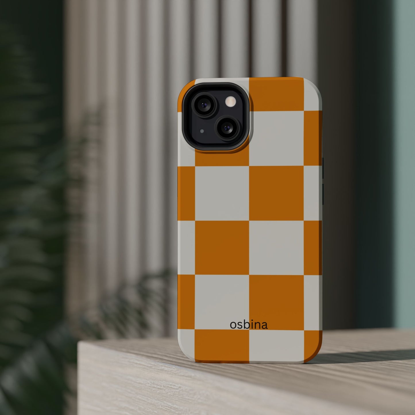 osbina | MagSafe Compatible for iPhone | Check You Out — The Orange + White Check Case | The Season Collective
