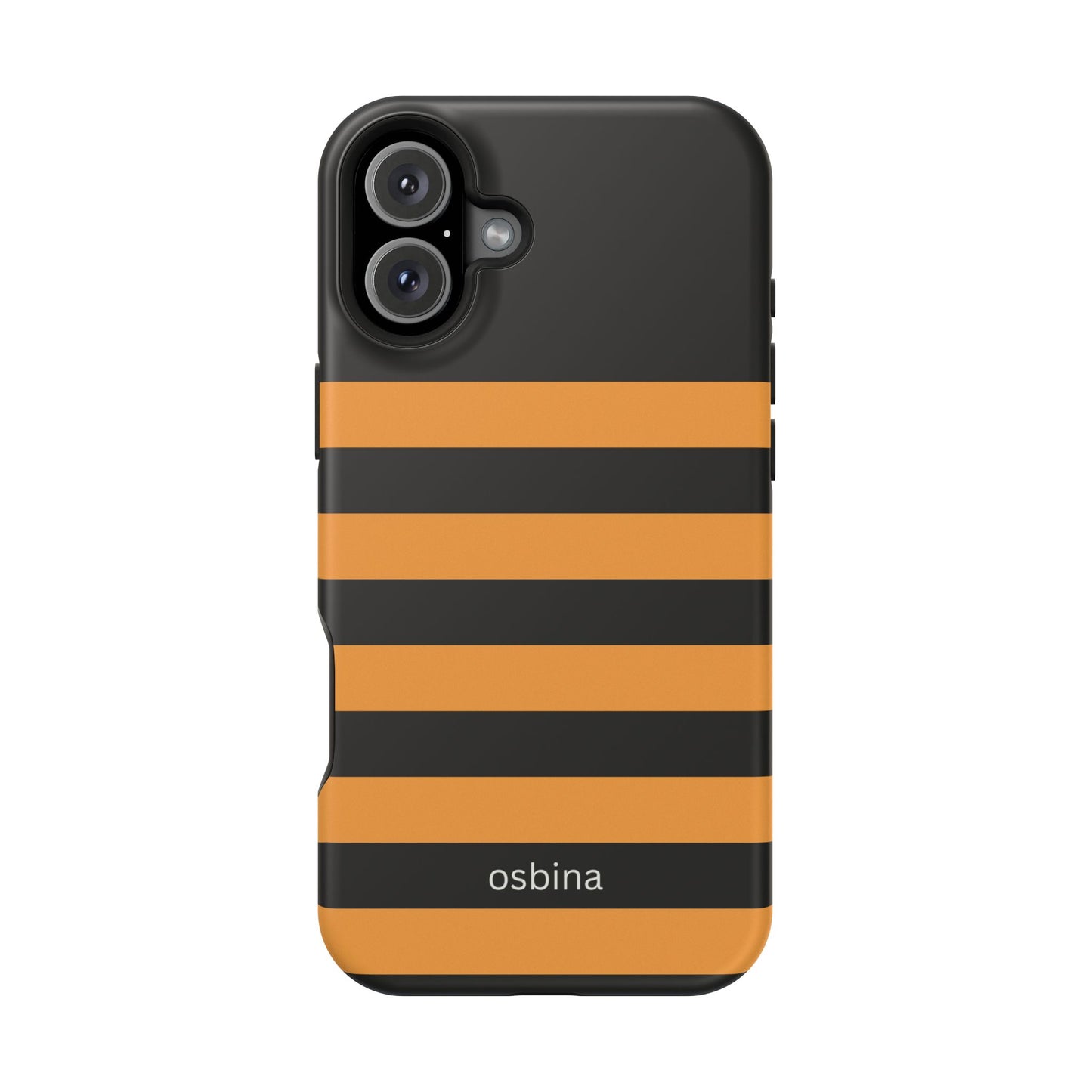osbina | MagSafe Compatible for iPhone | The Horizon Stripe Case in Black + Orange | The Season Collective
