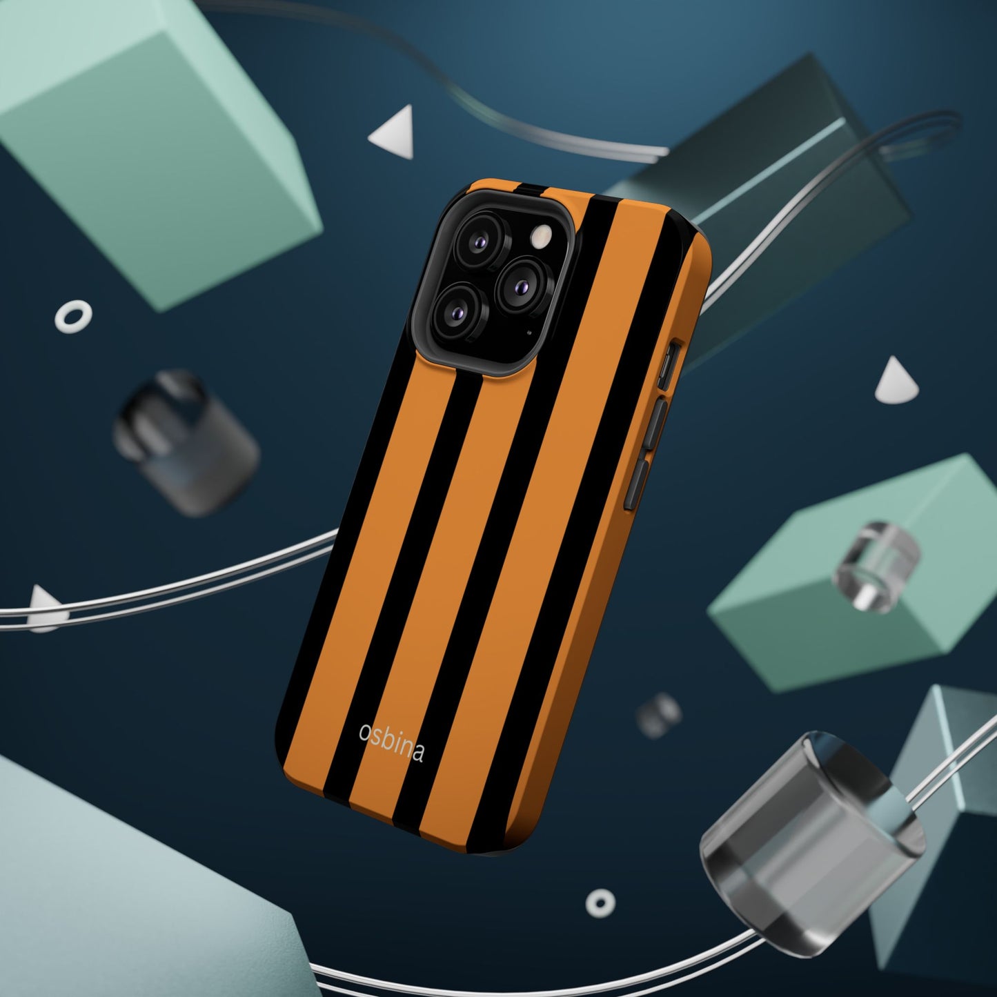 osbina | MagSafe Compatible for iPhone | The Statement Stripe Case in Black + Orange | The Season Collective