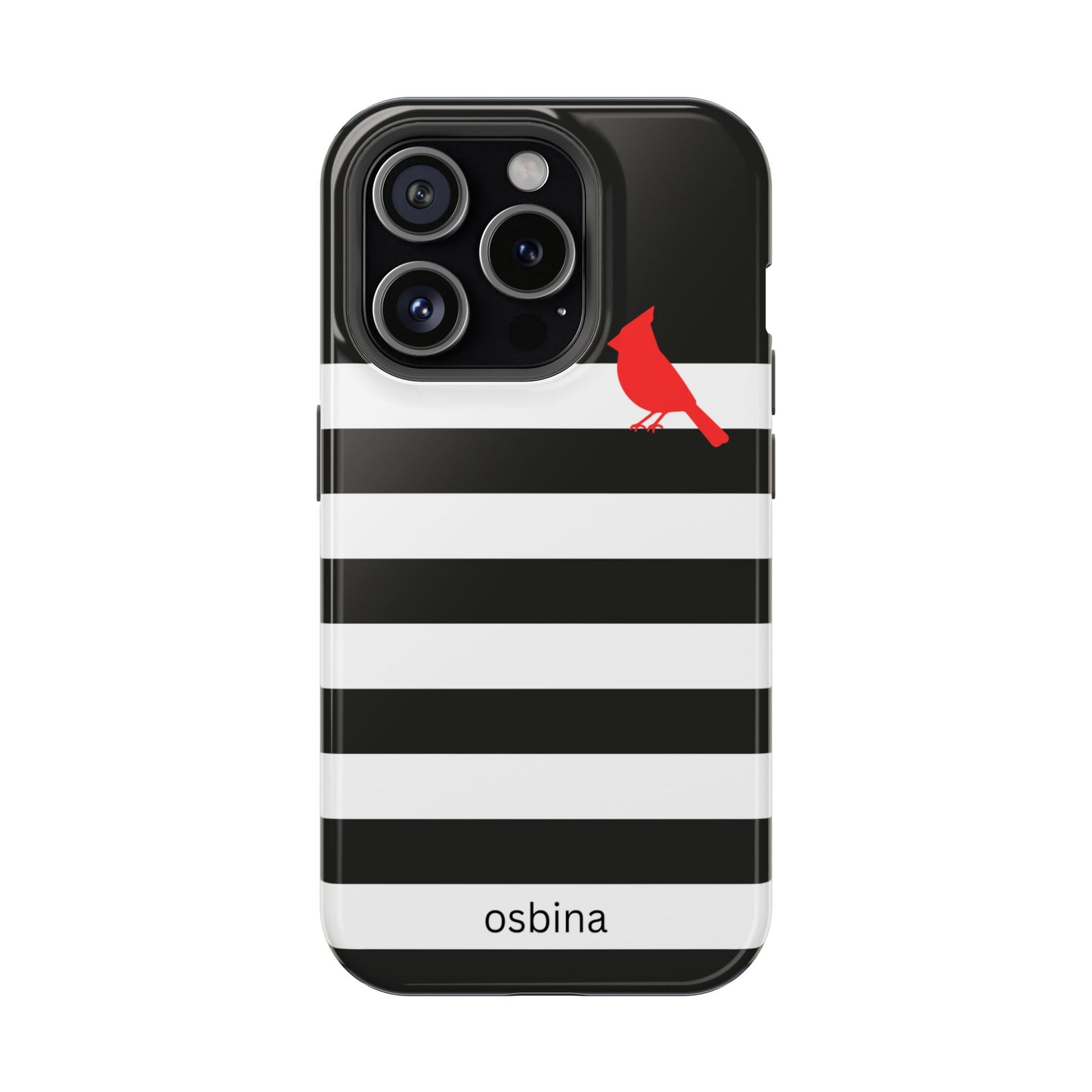 osbina | MagSafe compatible for iPhone | Redbird Edition Thinking of You Phone Case Black & White Stripe | Inspired By Collection