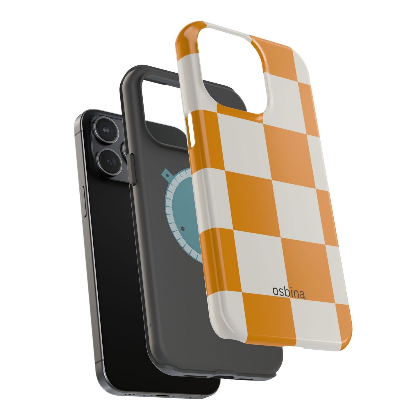 osbina | MagSafe Compatible for iPhone | Check You Out — The Orange + White Check Case | The Season Collective