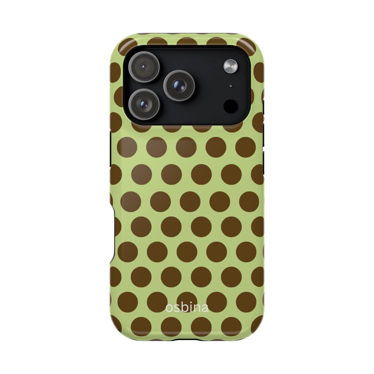 osbina | MagSafe compatible for iPhone | Chartreuse Cocoa Dots Phone Case | Color Edit Collection