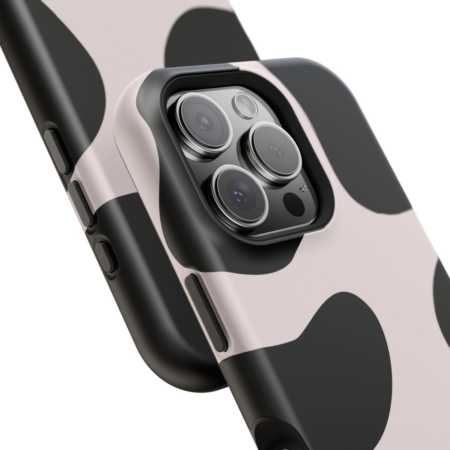 osbina | MagSafe compatible for iPhone | Prairie Chic Pink & Black Cow Print Phone Case | Modern Muse Collection