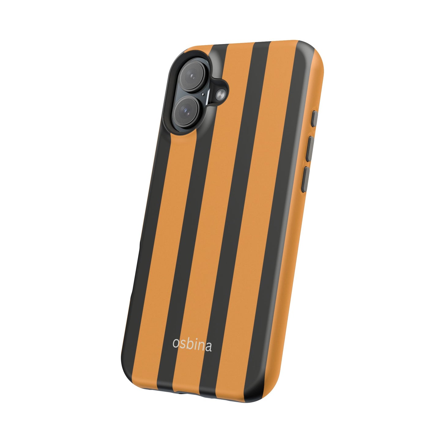 osbina | MagSafe Compatible for iPhone | The Statement Stripe Case in Black + Orange | The Season Collective