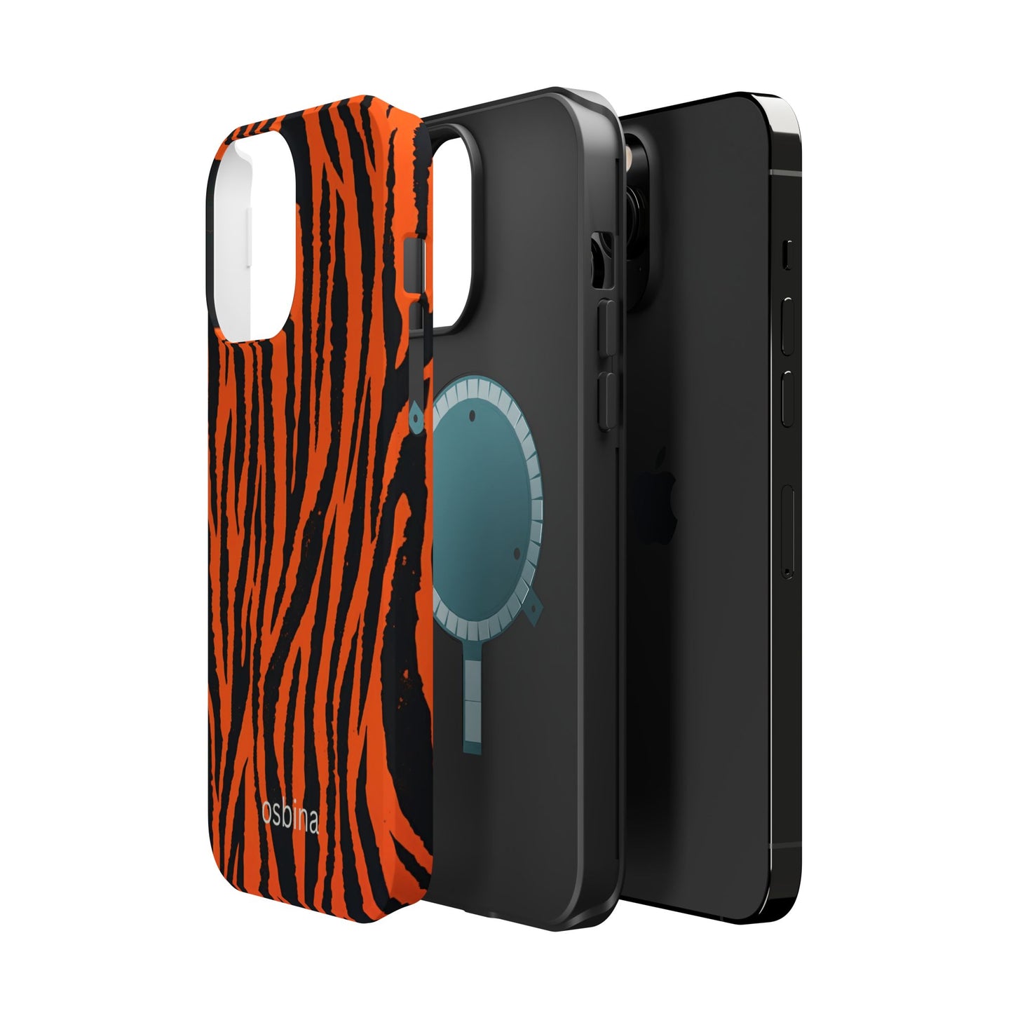 osbina | MagSafe Compatible for iPhone | Tiger, But Make It Chic — The Bengal Stripe Case in Orange + Black | The Season Collective