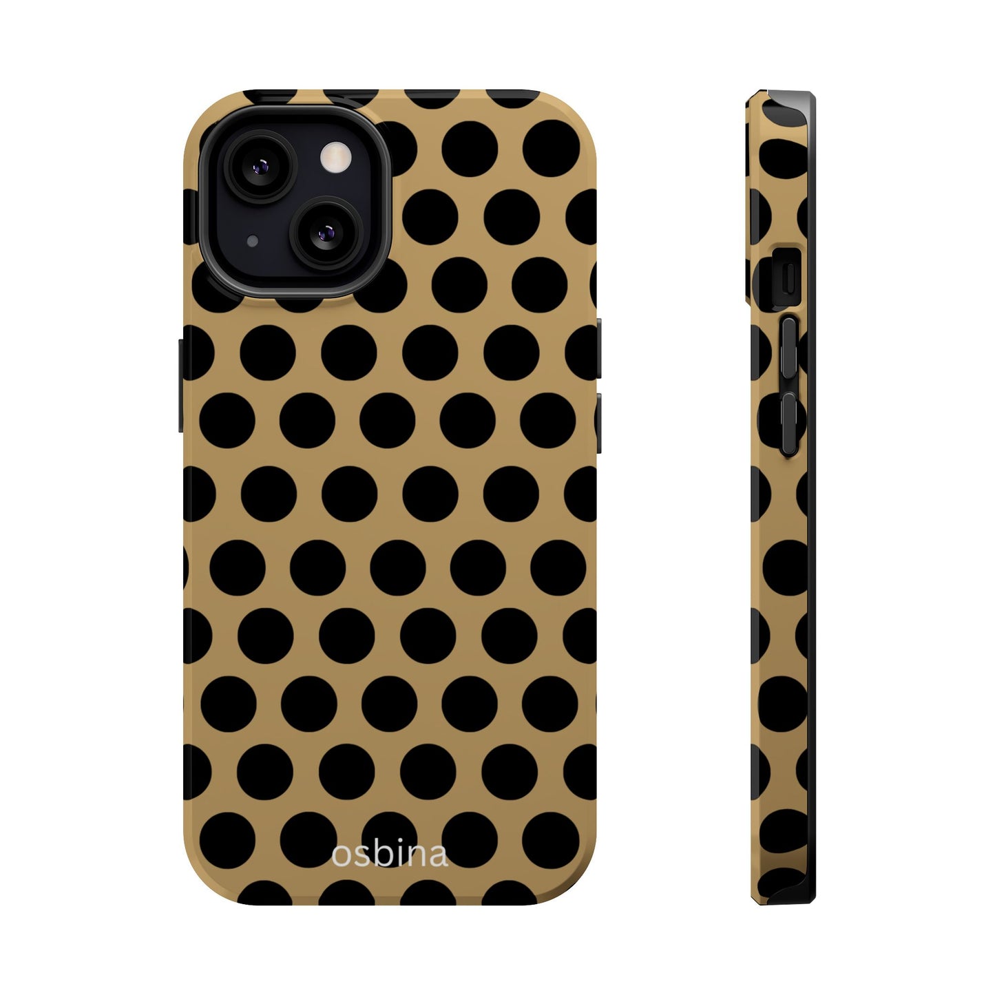 osbina | MagSafe compatible for iPhone | Camel Noir Dots Phone Case | Modern Muse Collection