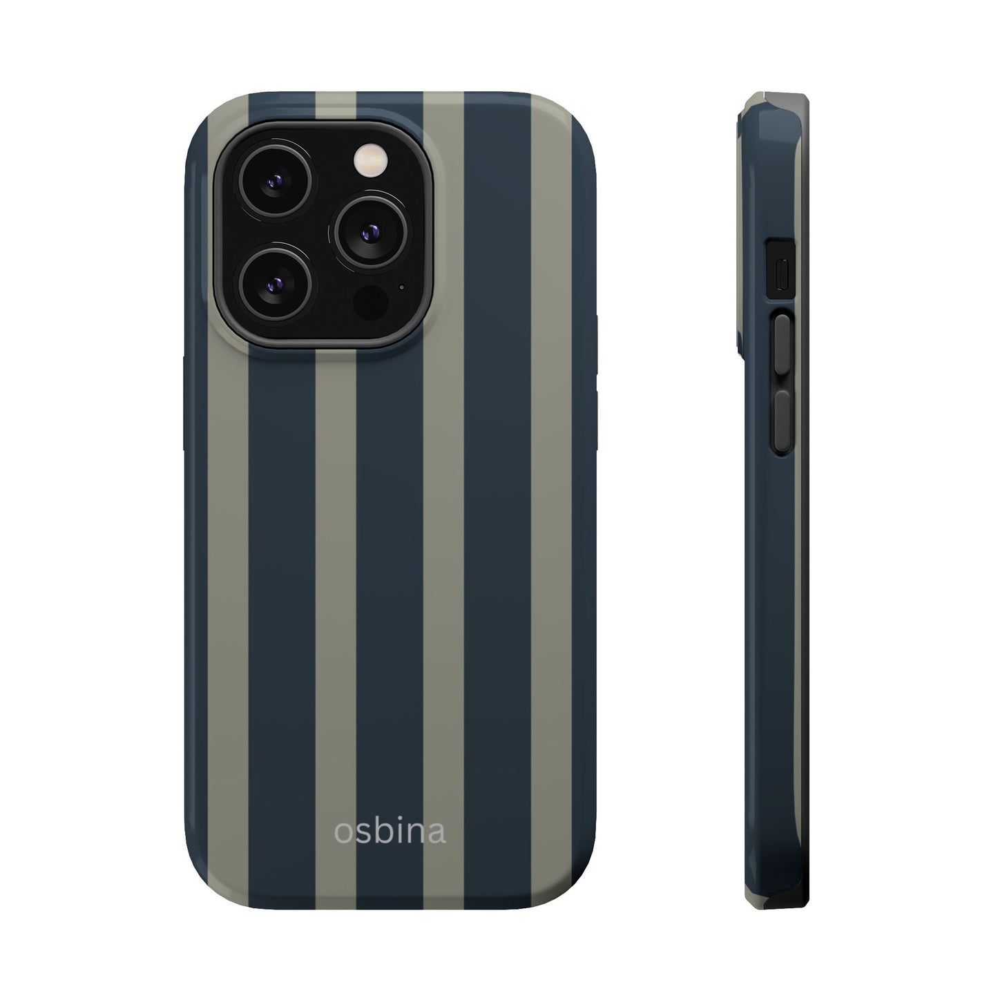 osbina | MagSafe compatible for iPhone | Grayhaven Navy & Gray Sophisticated Phone Case | Modern Muse Collection