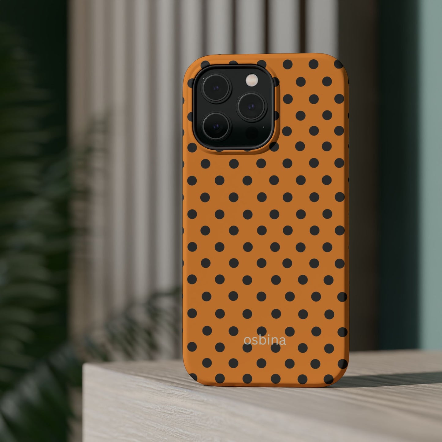 osbina | MagSafe Compatible for iPhone | Spot On Chic — The Orange + Black Polka Dot Case | The Season Collective