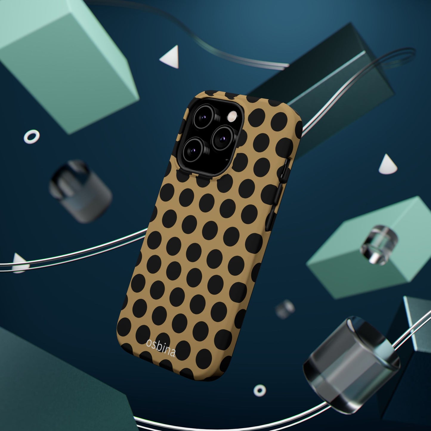 osbina | MagSafe compatible for iPhone | Camel Noir Dots Phone Case | Modern Muse Collection