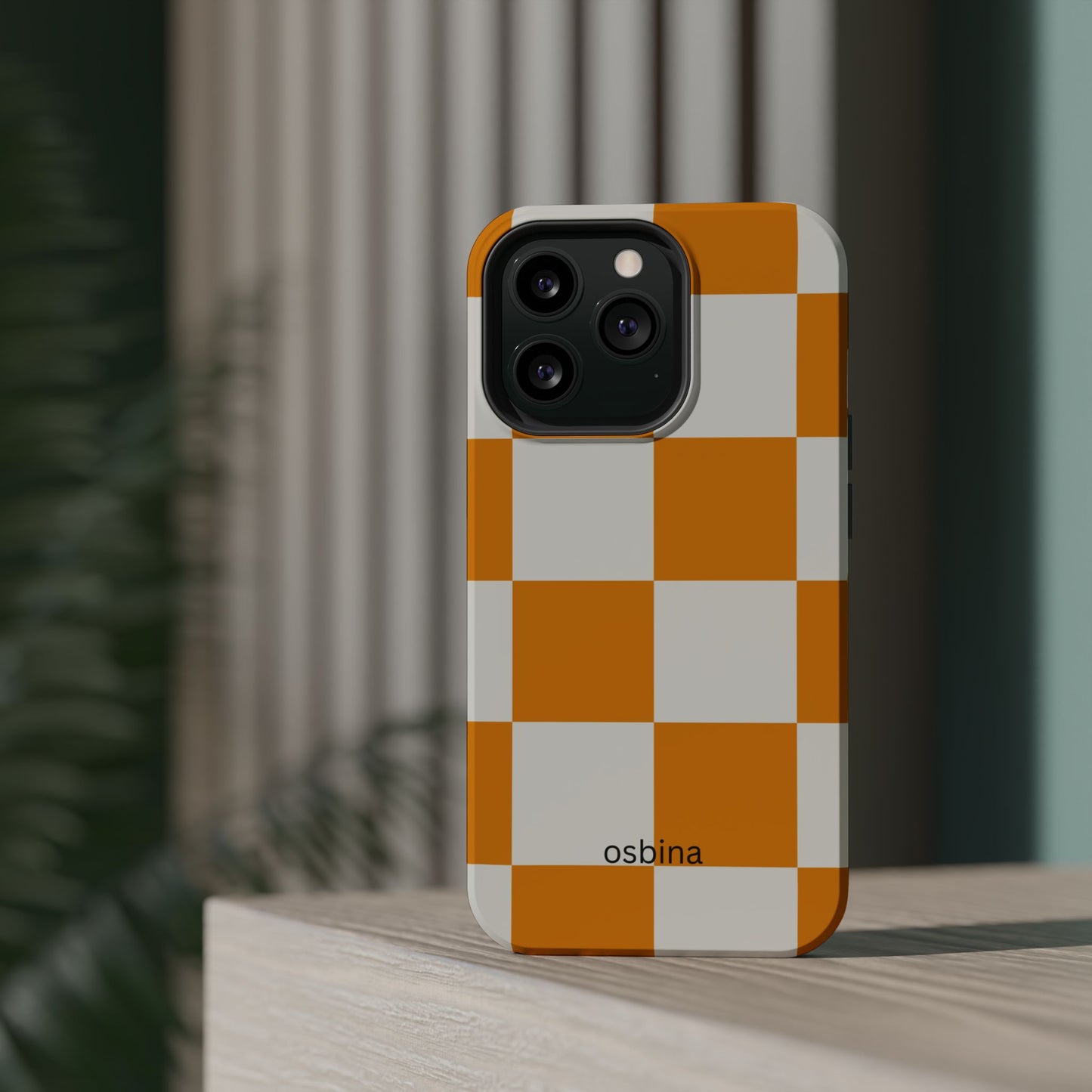 osbina | MagSafe Compatible for iPhone | Check You Out — The Orange + White Check Case | The Season Collective
