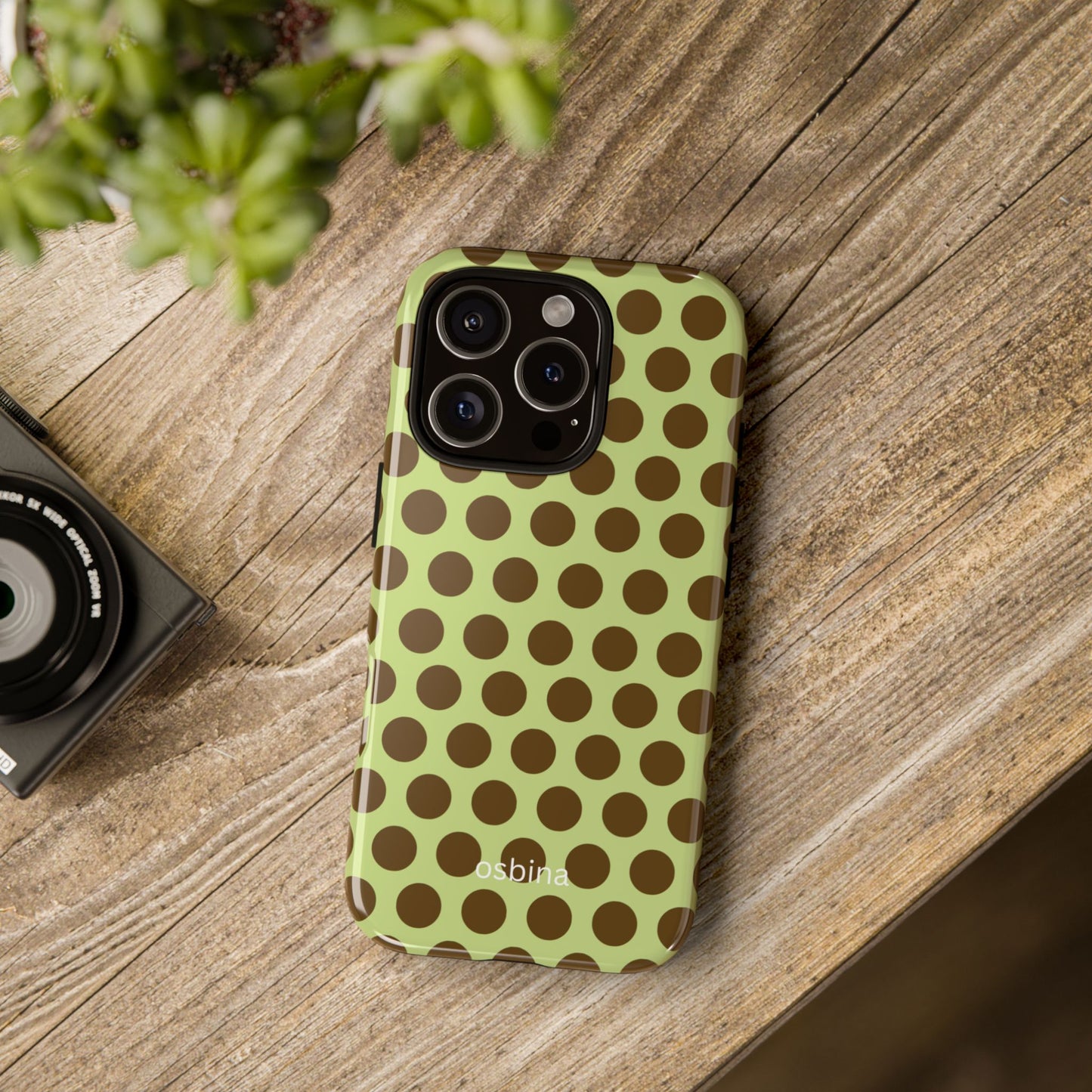 osbina | Chartreuse Cocoa Dots Phone Case | Color Edit Collection