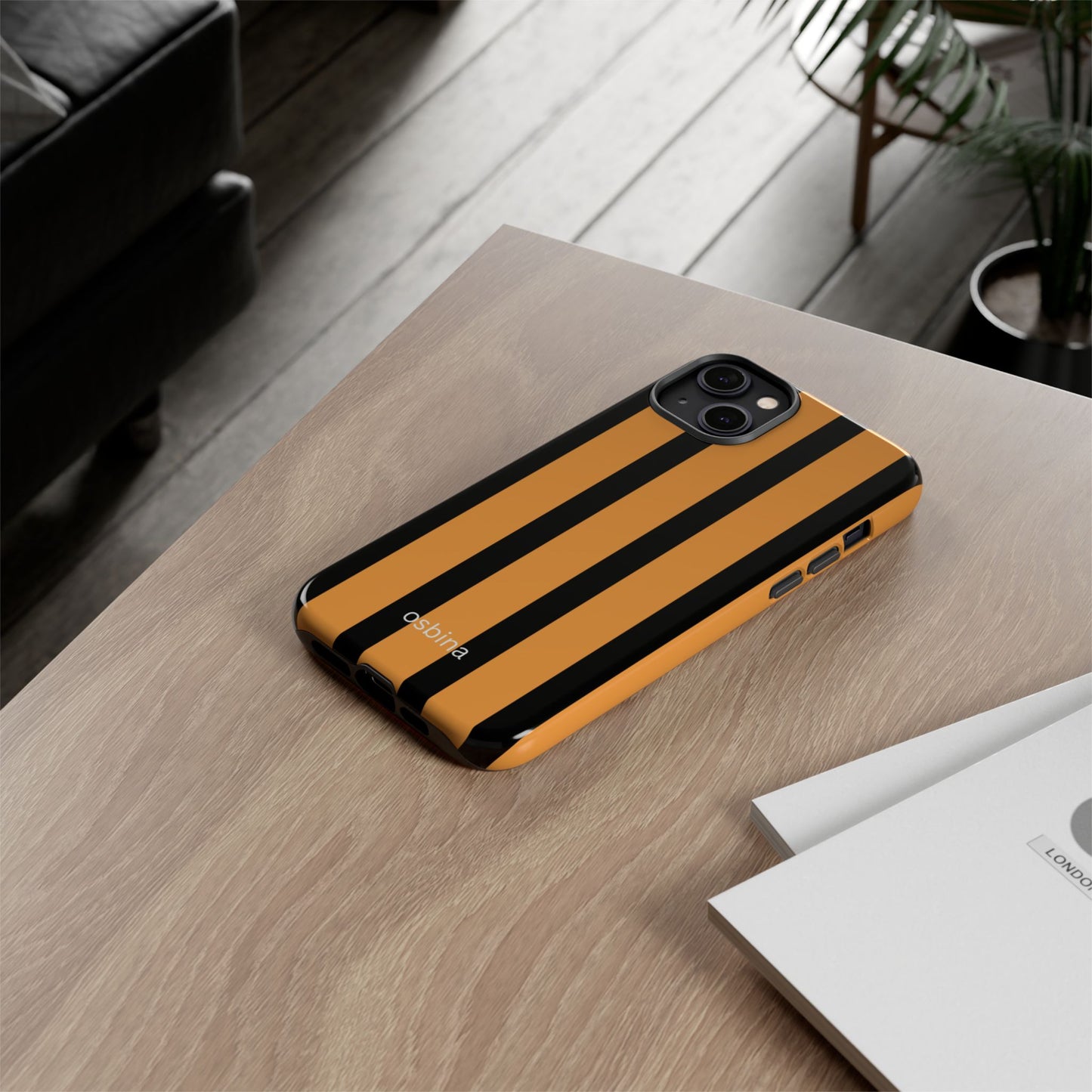 osbina | The Statement Stripe Case in Black + Orange | The Season Collective