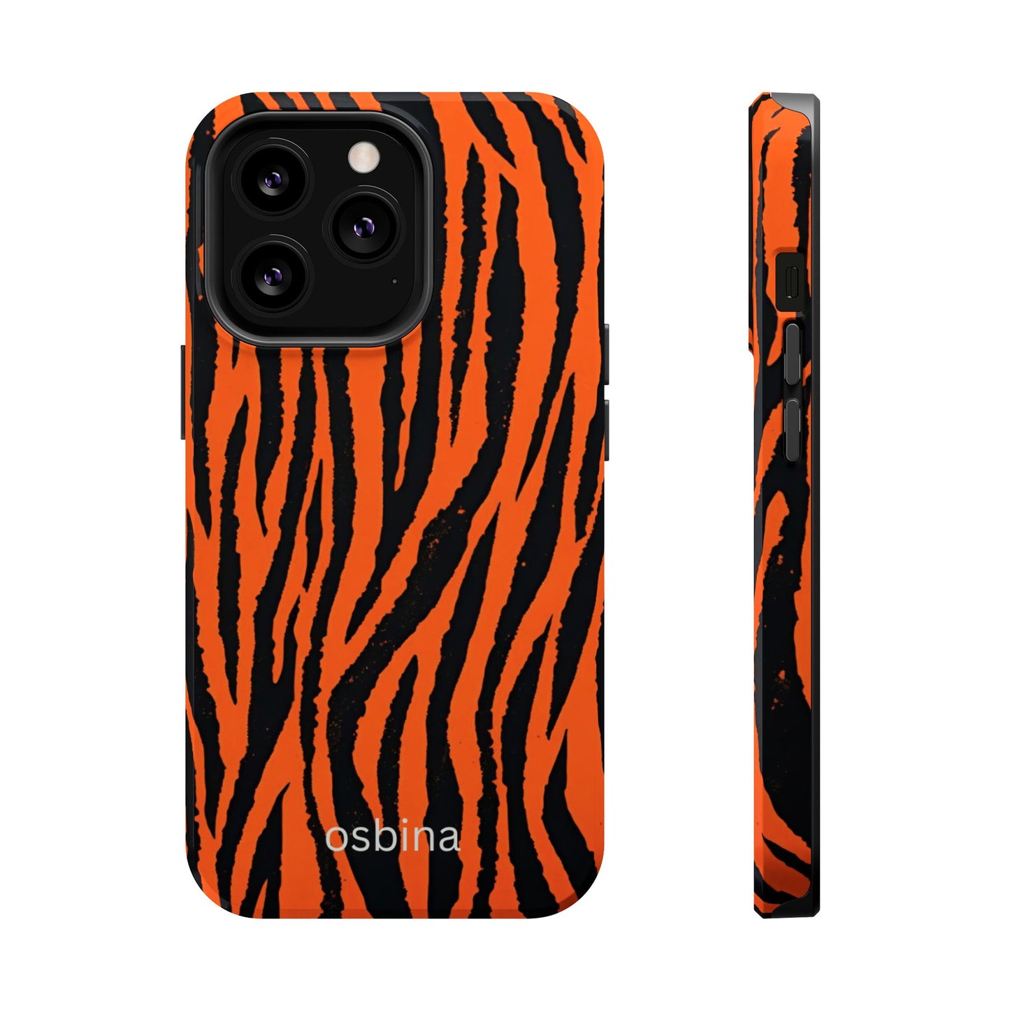 osbina | MagSafe Compatible for iPhone | Tiger, But Make It Chic — The Bengal Stripe Case in Orange + Black | The Season Collective