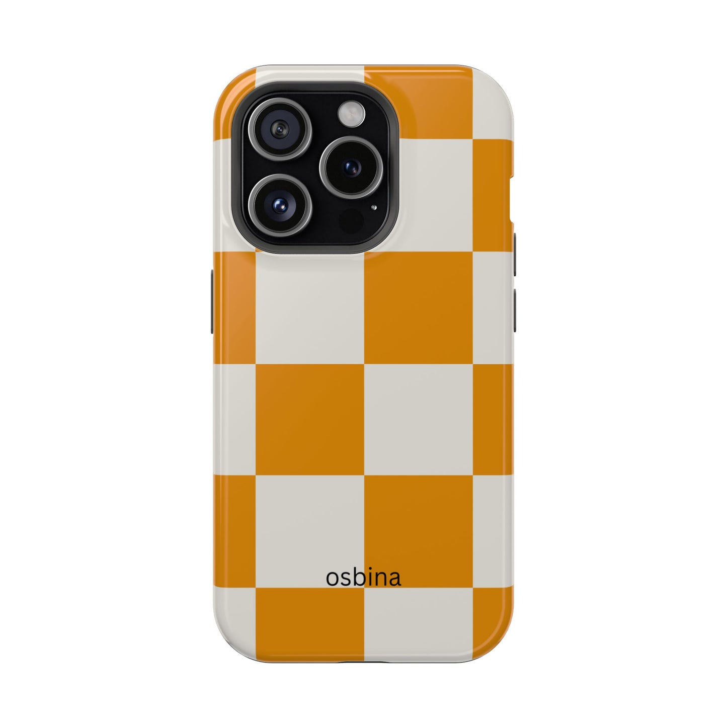 osbina | MagSafe Compatible for iPhone | Check You Out — The Orange + White Check Case | The Season Collective