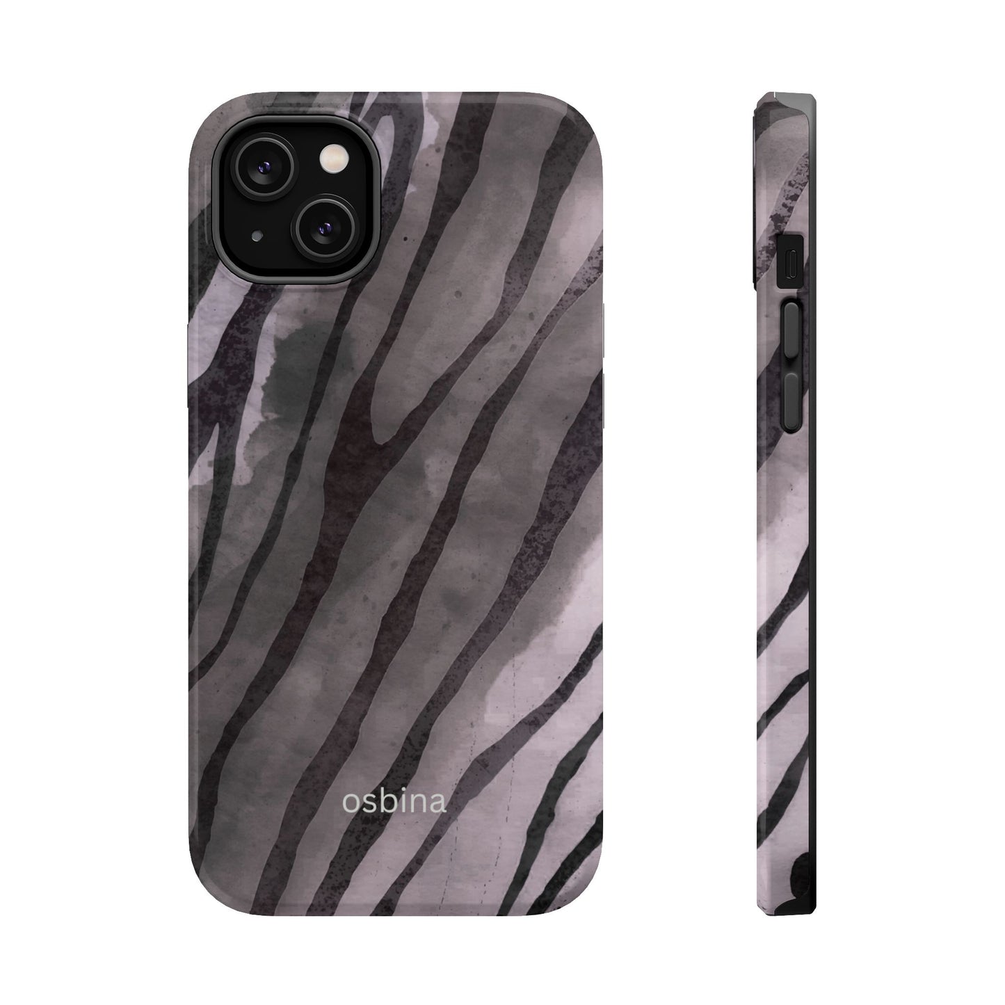 osbina | MagSafe Compatible for iPhone | Stripes on Point — The Muted Gray + Black Tiger Case | The Season Collective
